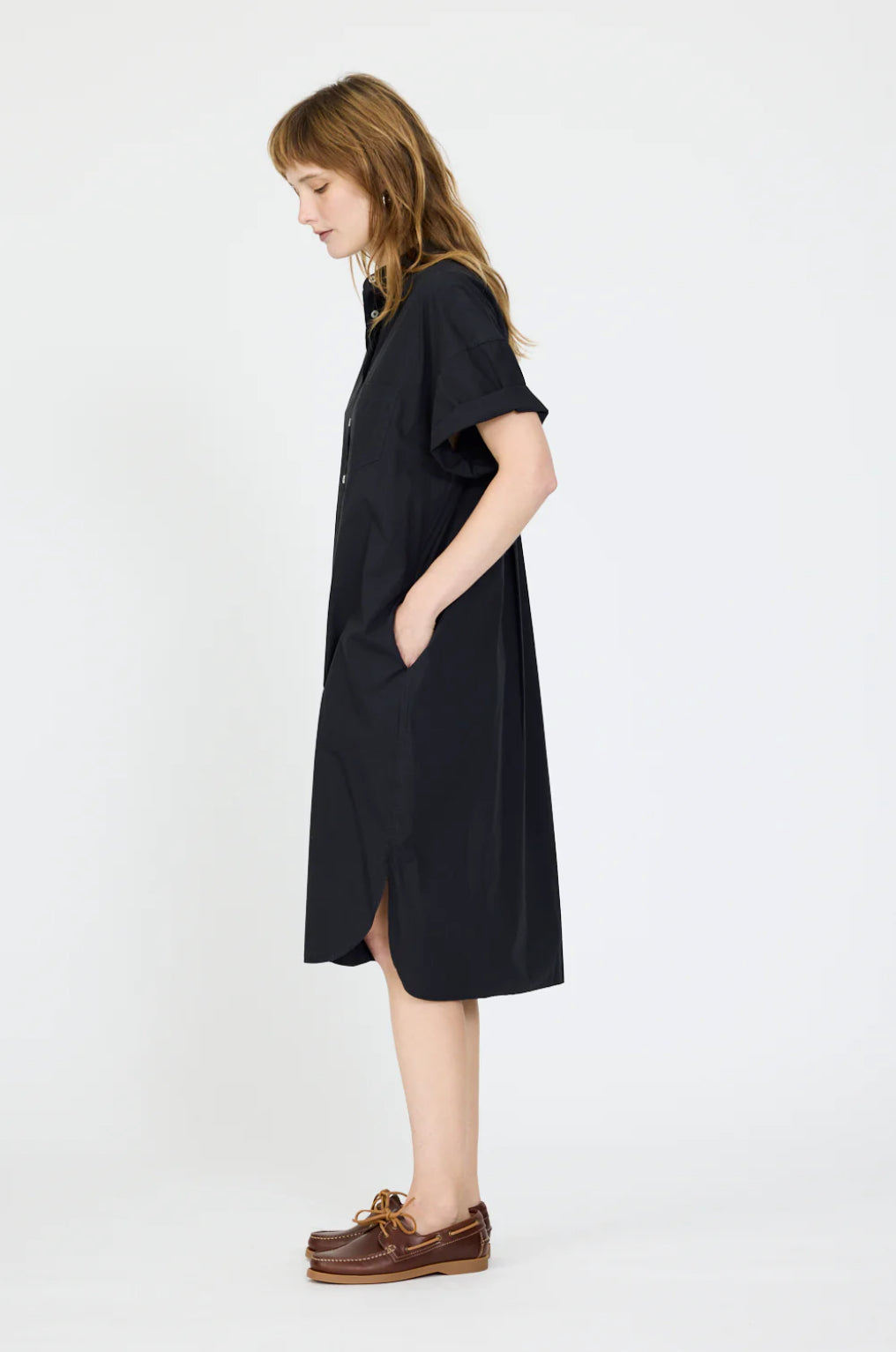 LMND Chiara Shirt Dress Short Sleeve in Black - the tartan fox