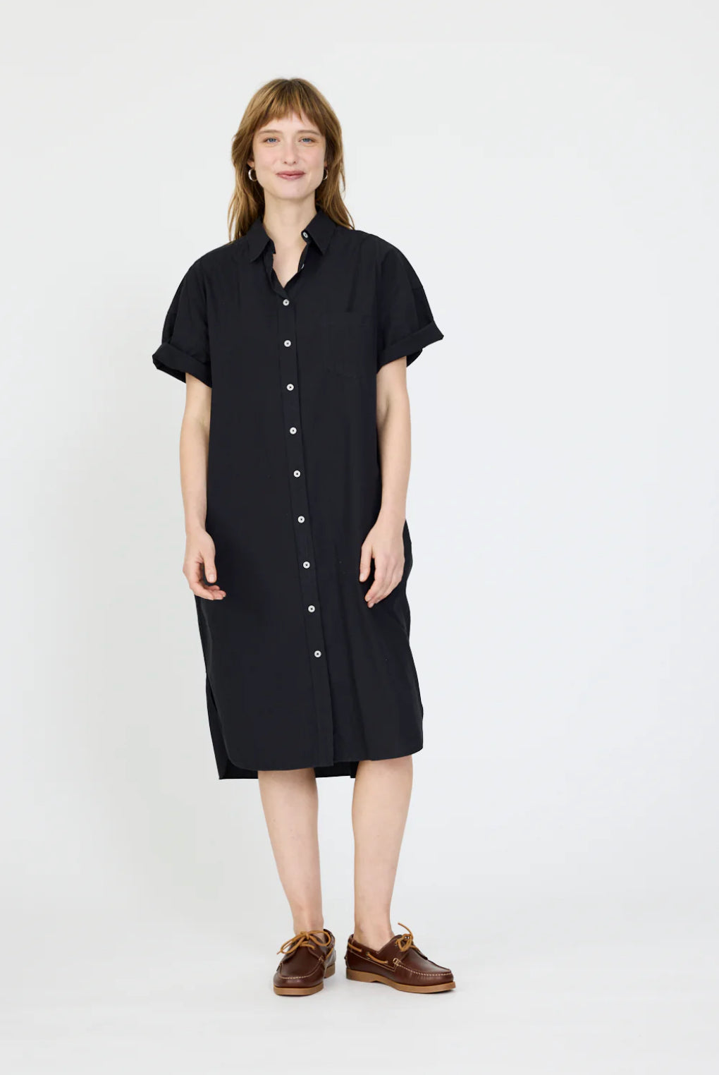 LMND Chiara Shirt Dress Short Sleeve in Black - the tartan fox