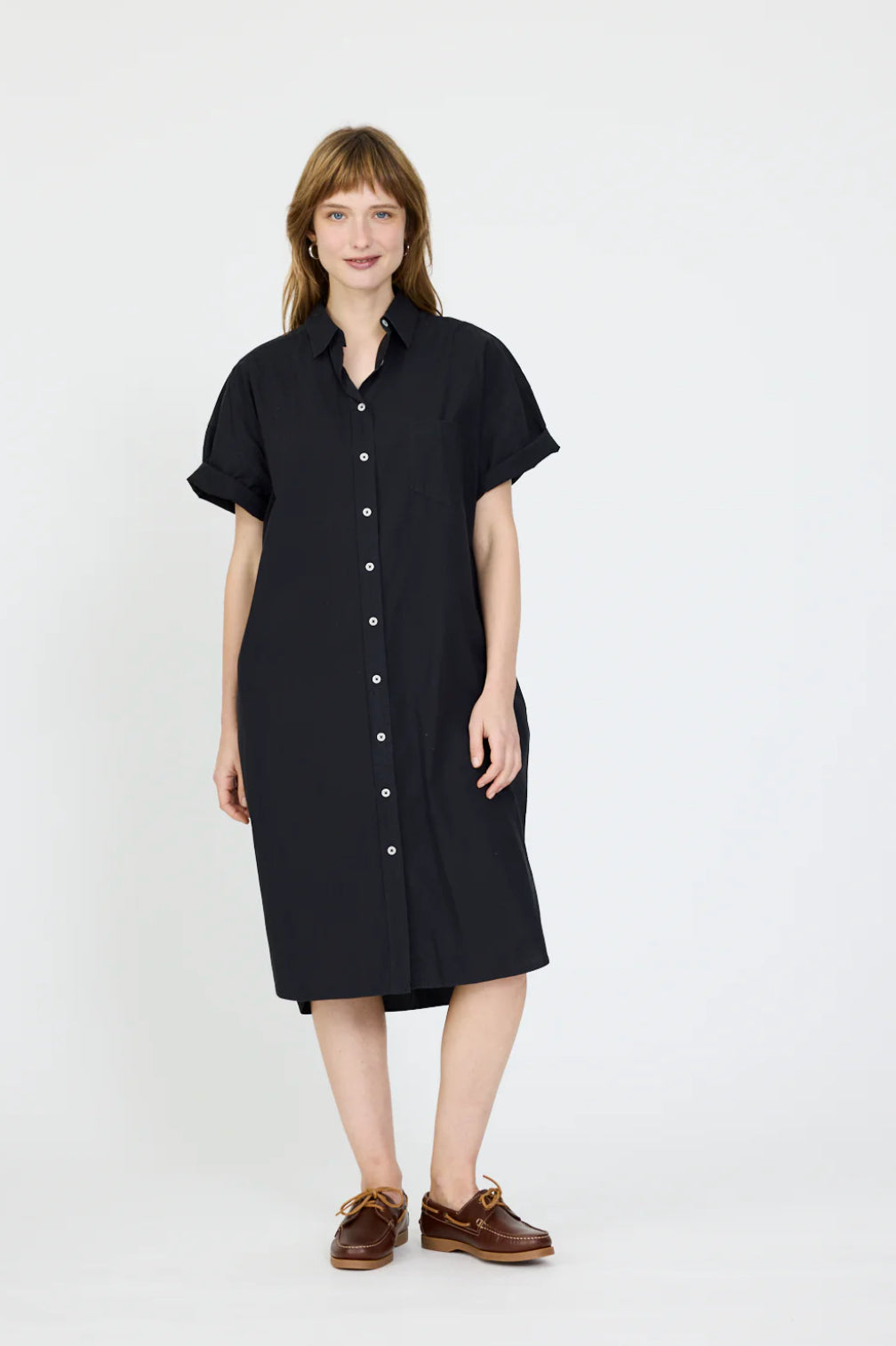 LMND Chiara Shirt Dress Short Sleeve in Black - the tartan fox