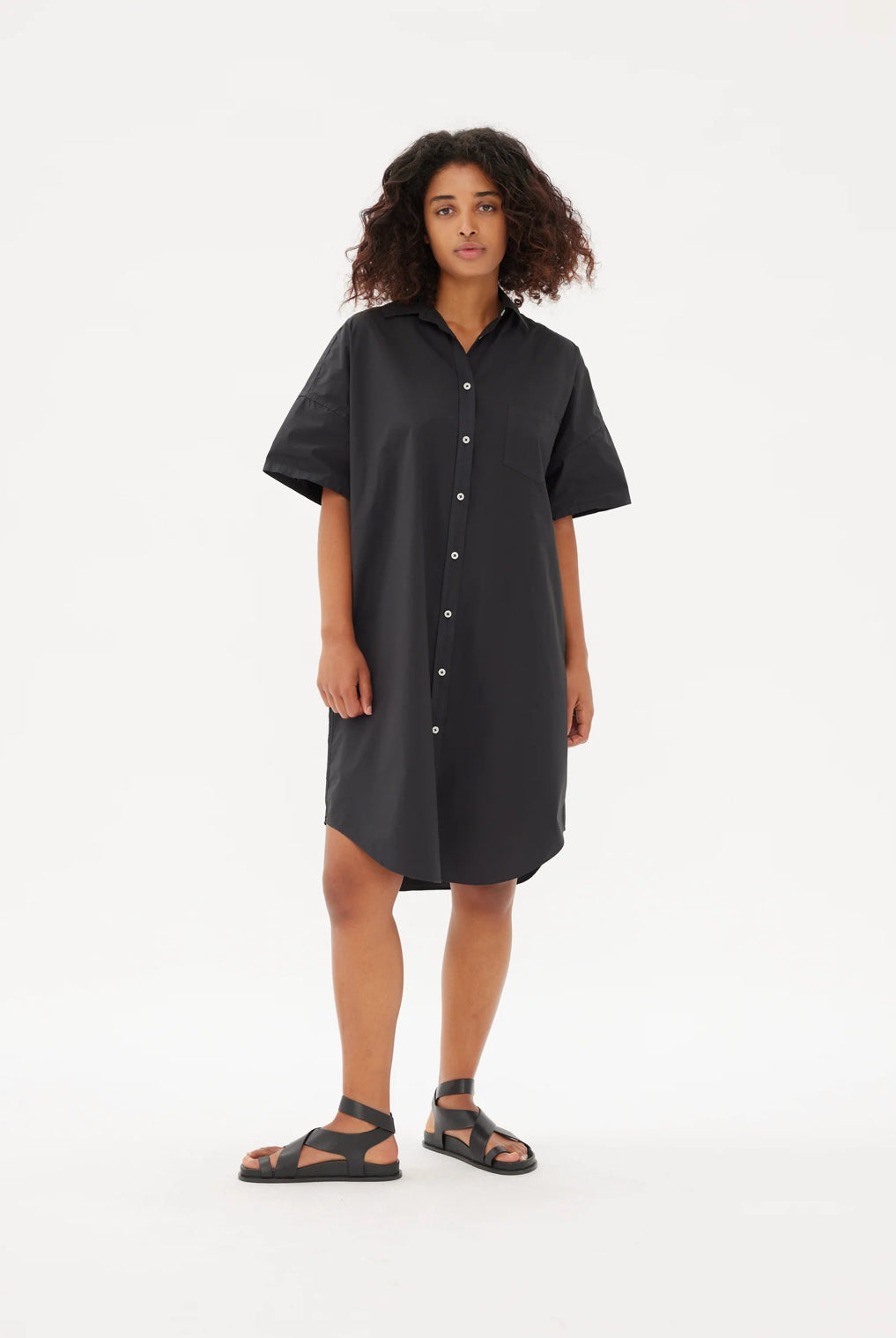 LMND Chiara Shirt Dress Short Sleeve in Black - the tartan fox