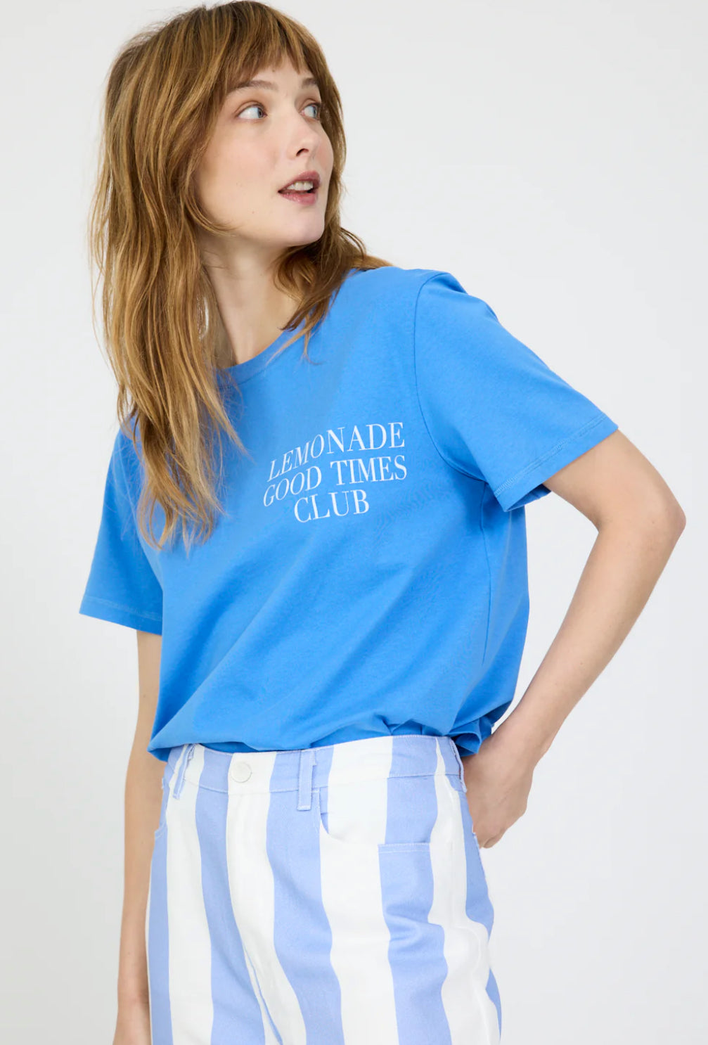 LMND Good Times Club T-Shirt in Ink Blue / Off White - the tartan fox