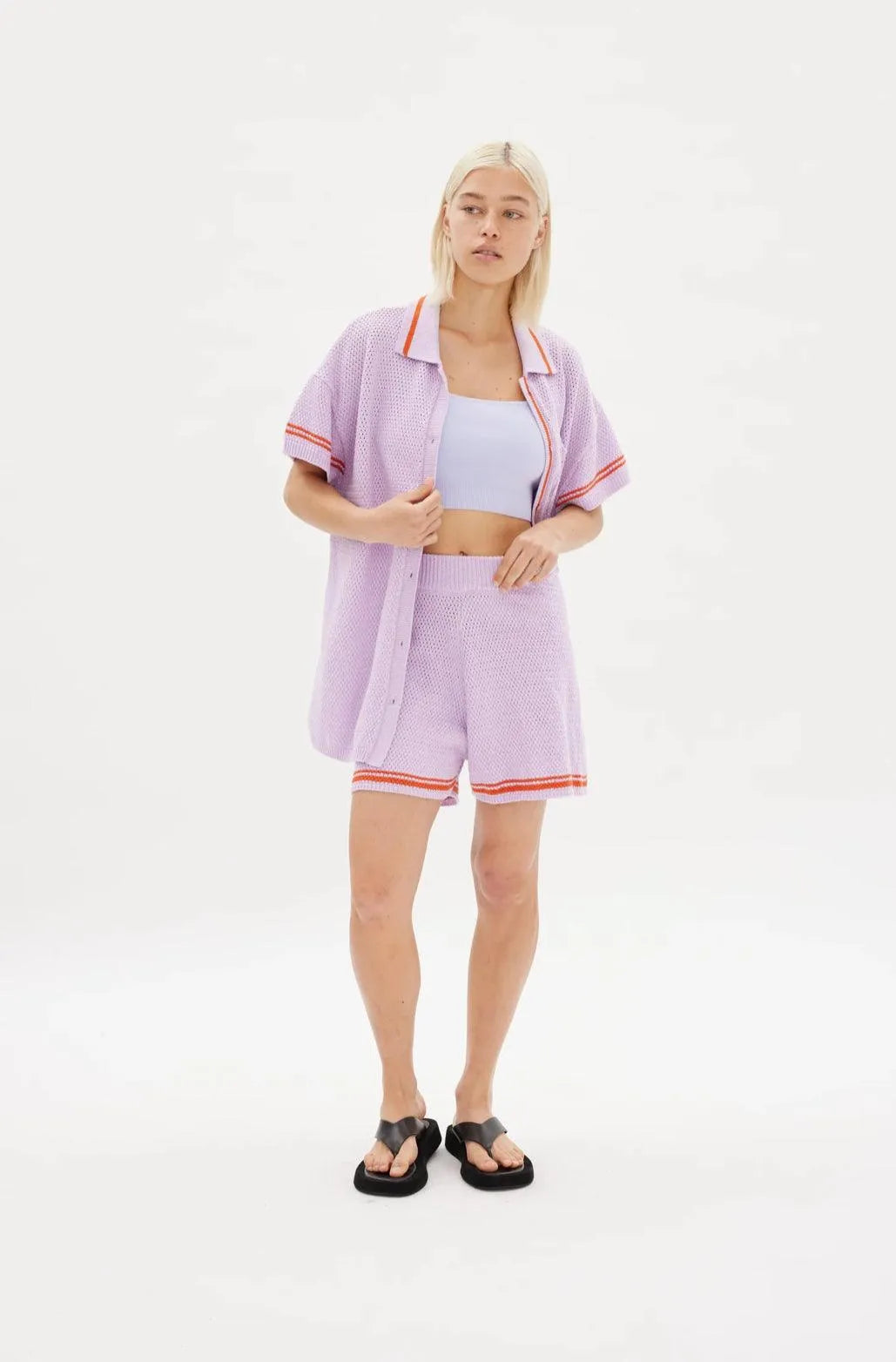 LMND Soller Shorts in Neon Lilac and Coral - the tartan fox