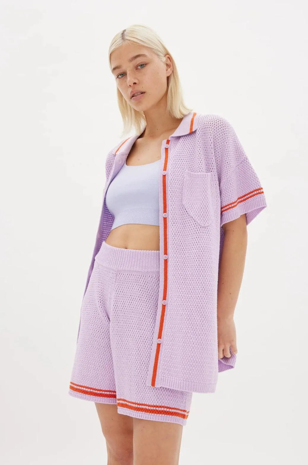 LMND Soller Shorts in Neon Lilac and Coral - the tartan fox