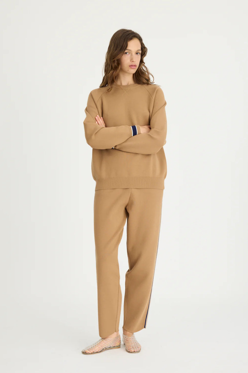 LMND WR Track Pant in Toffee/Navy/White - the tartan fox