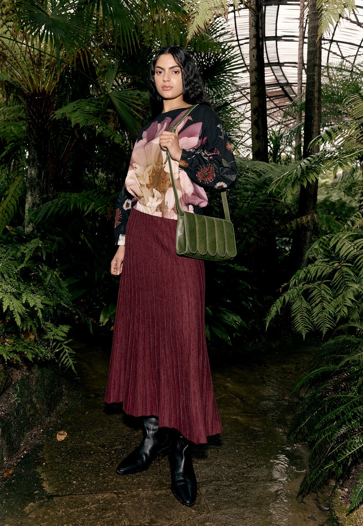 Nancybird Curve Shoulder Bag in Khaki - the tartan fox