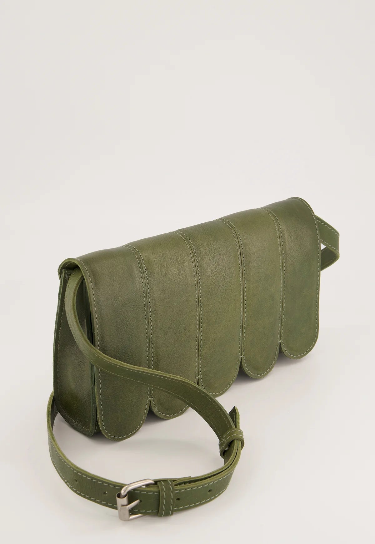 Nancybird Curve Shoulder Bag in Khaki - the tartan fox