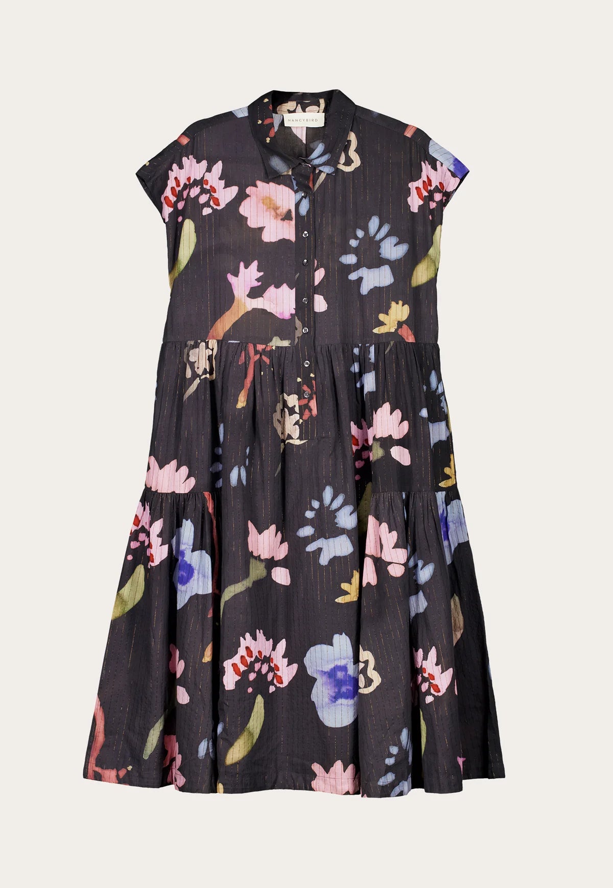 Nancybird Maja Dress in Watercolour Charcoal - the tartan fox