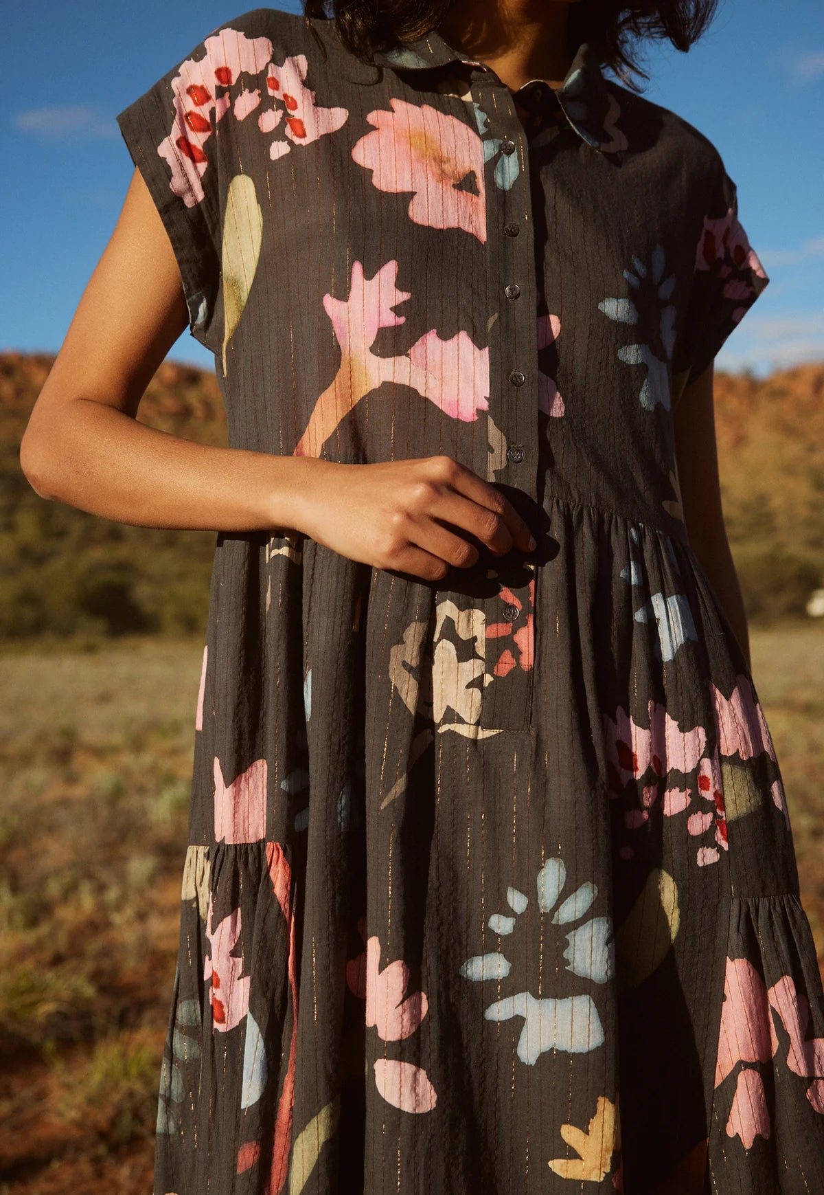 Nancybird Maja Dress in Watercolour Charcoal - the tartan fox