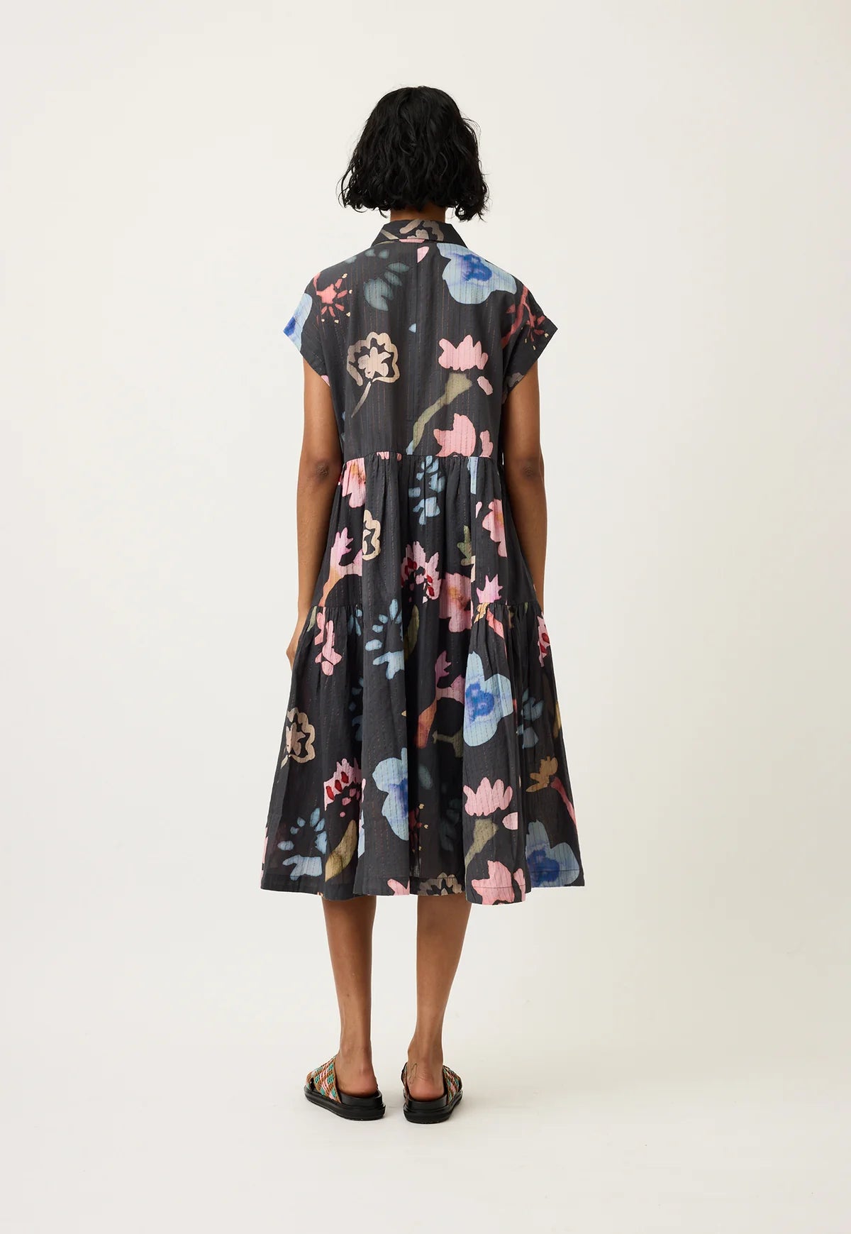 Nancybird Maja Dress in Watercolour Charcoal - the tartan fox