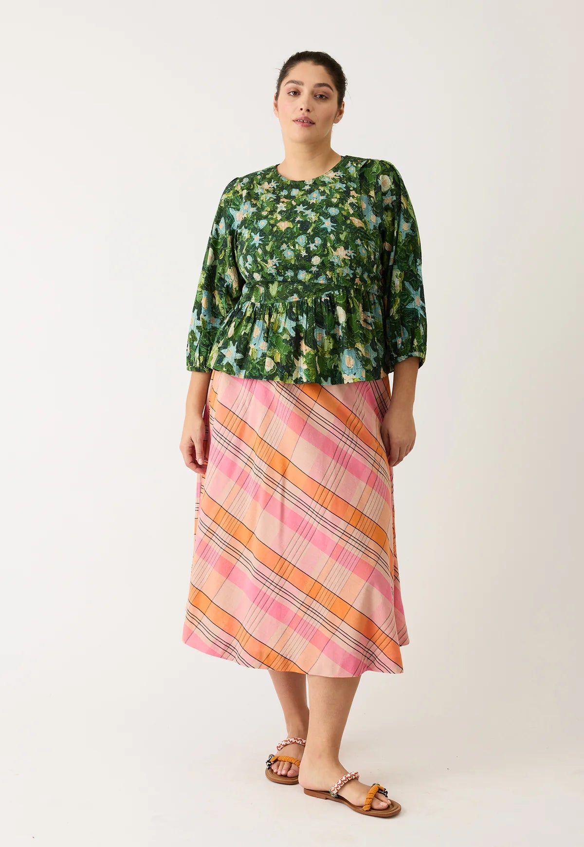 Nancybird Wave Skirt in Pink Check - the tartan fox