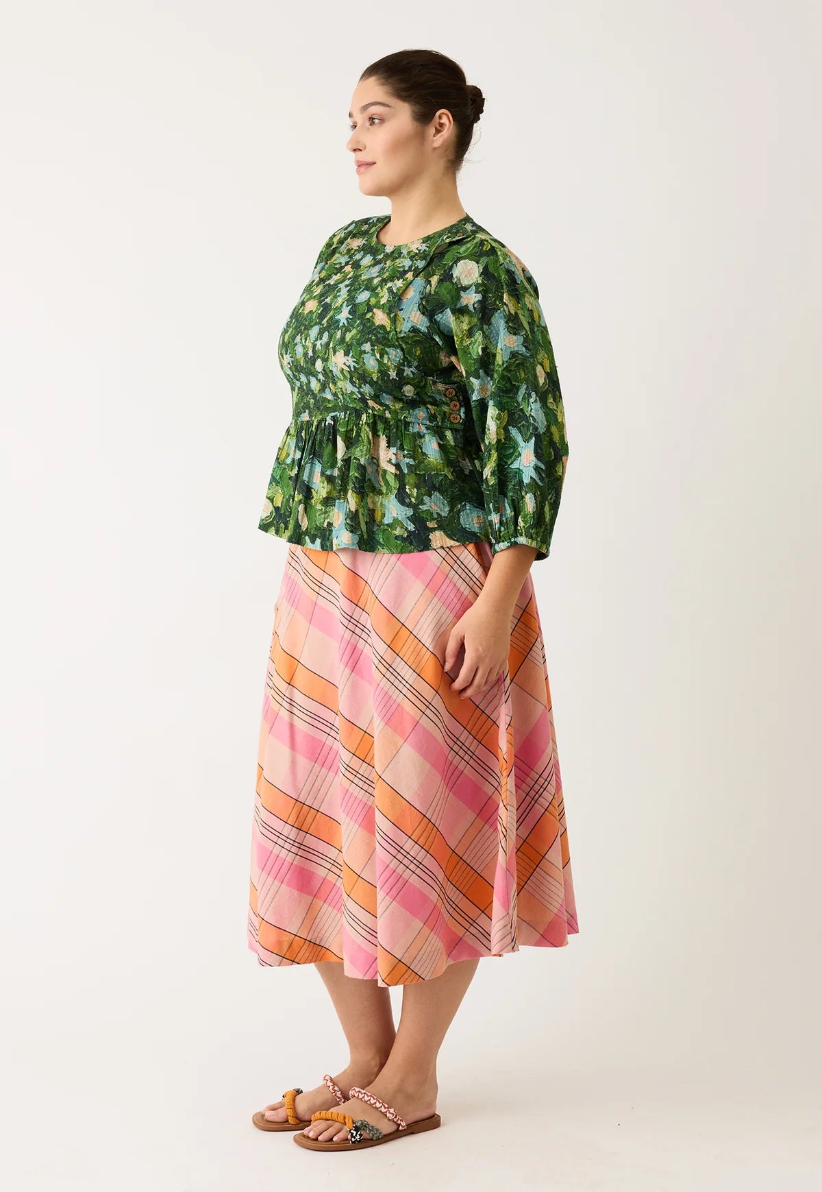 Nancybird Wave Skirt in Pink Check - the tartan fox
