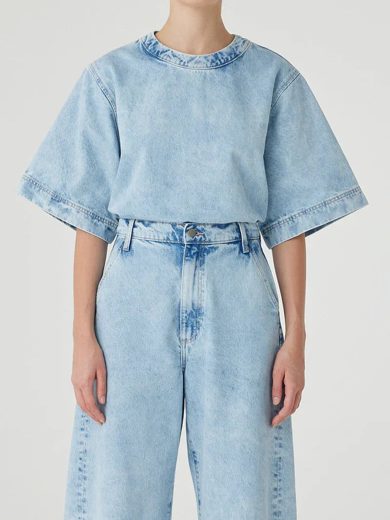 Nobody Denim Luna Top in Cloud Wash - the tartan fox