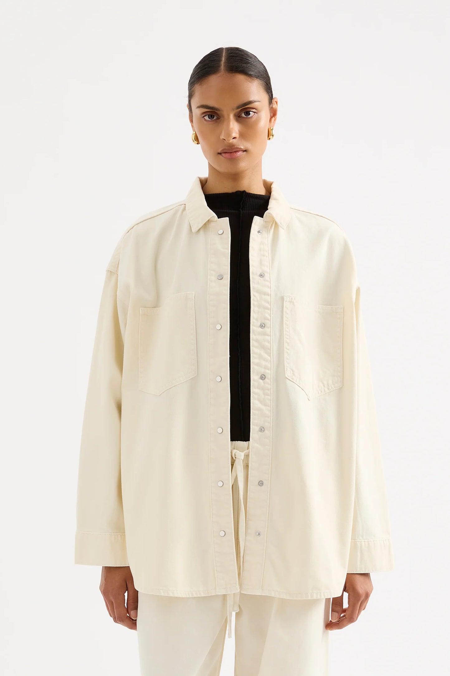 Nude Lucy Esme Denim Overshirt in Natural - the tartan fox
