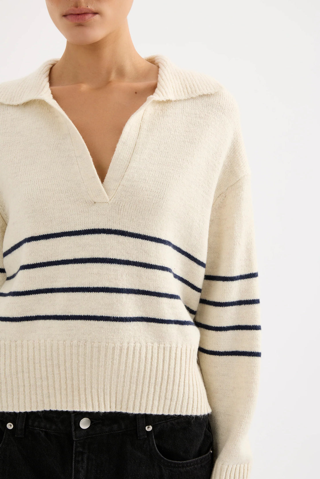 Nude Lucy Logan Rugby Knit in Cloud Stripe - the tartan fox