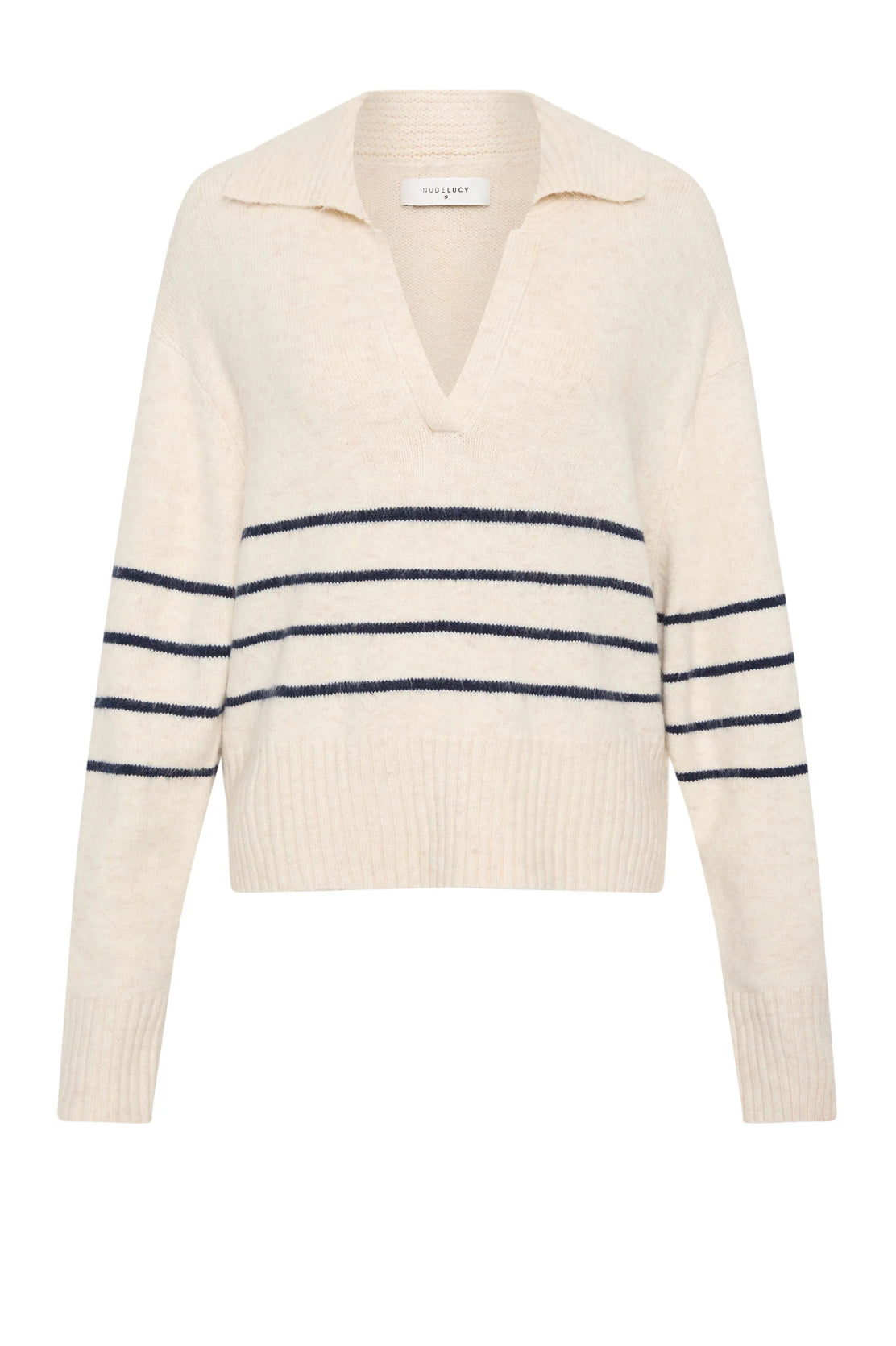 Nude Lucy Logan Rugby Knit in Cloud Stripe - the tartan fox