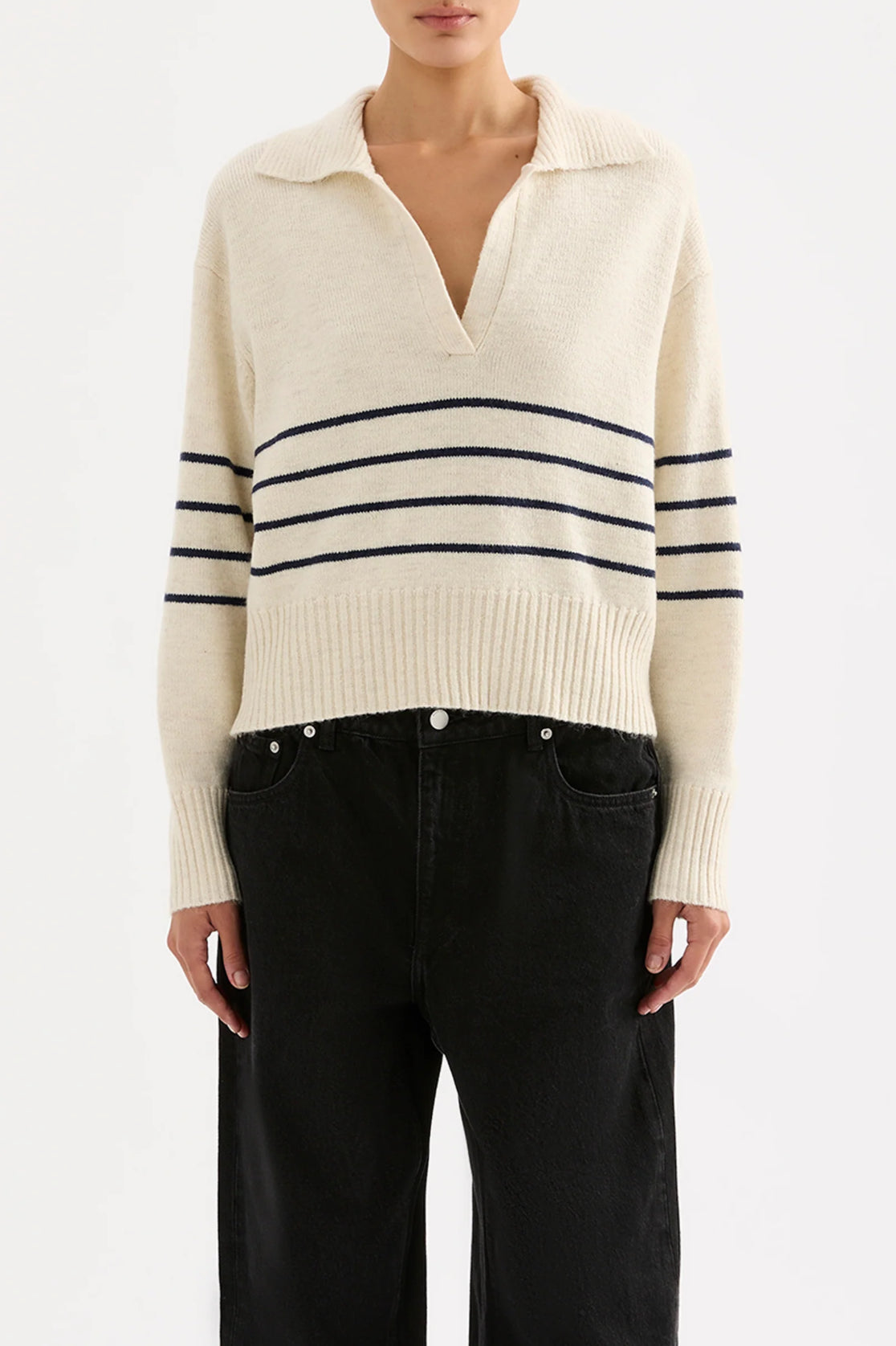 Nude Lucy Logan Rugby Knit in Cloud Stripe - the tartan fox