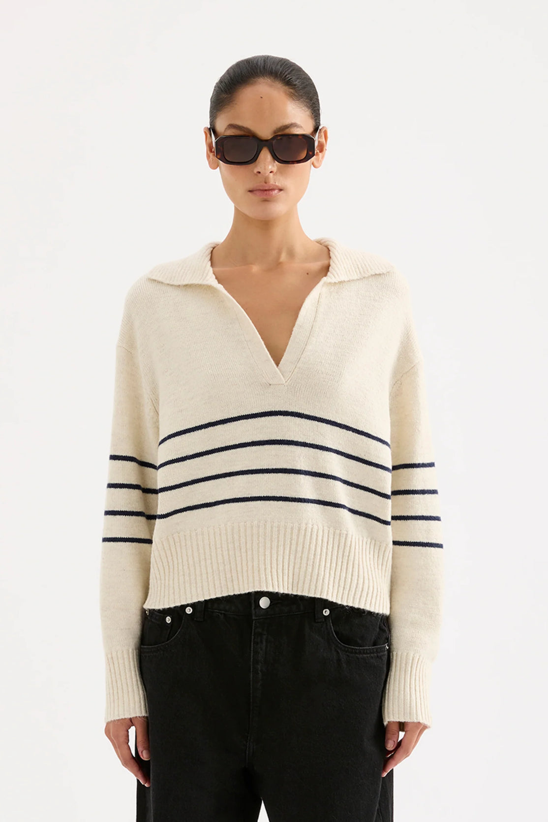 Nude Lucy Logan Rugby Knit in Cloud Stripe - the tartan fox