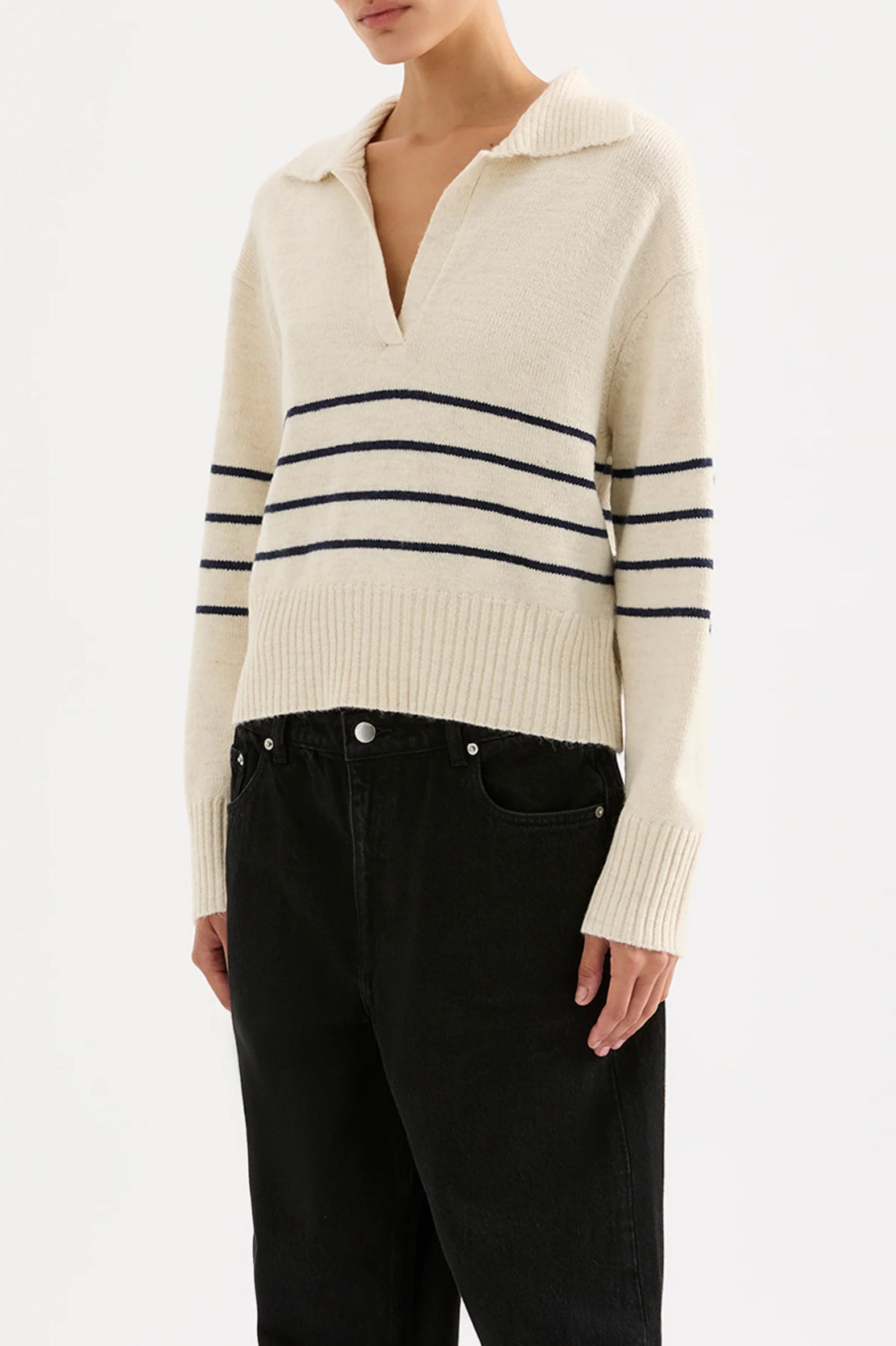 Nude Lucy Logan Rugby Knit in Cloud Stripe - the tartan fox
