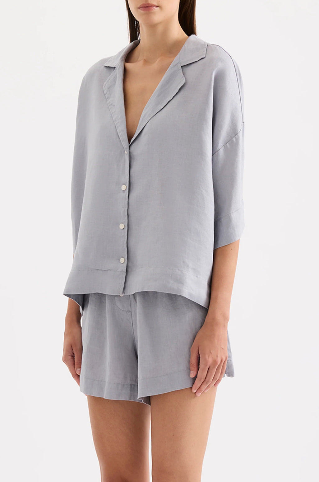 Nude Lucy Lounge Linen Shirt in Storm - the tartan fox