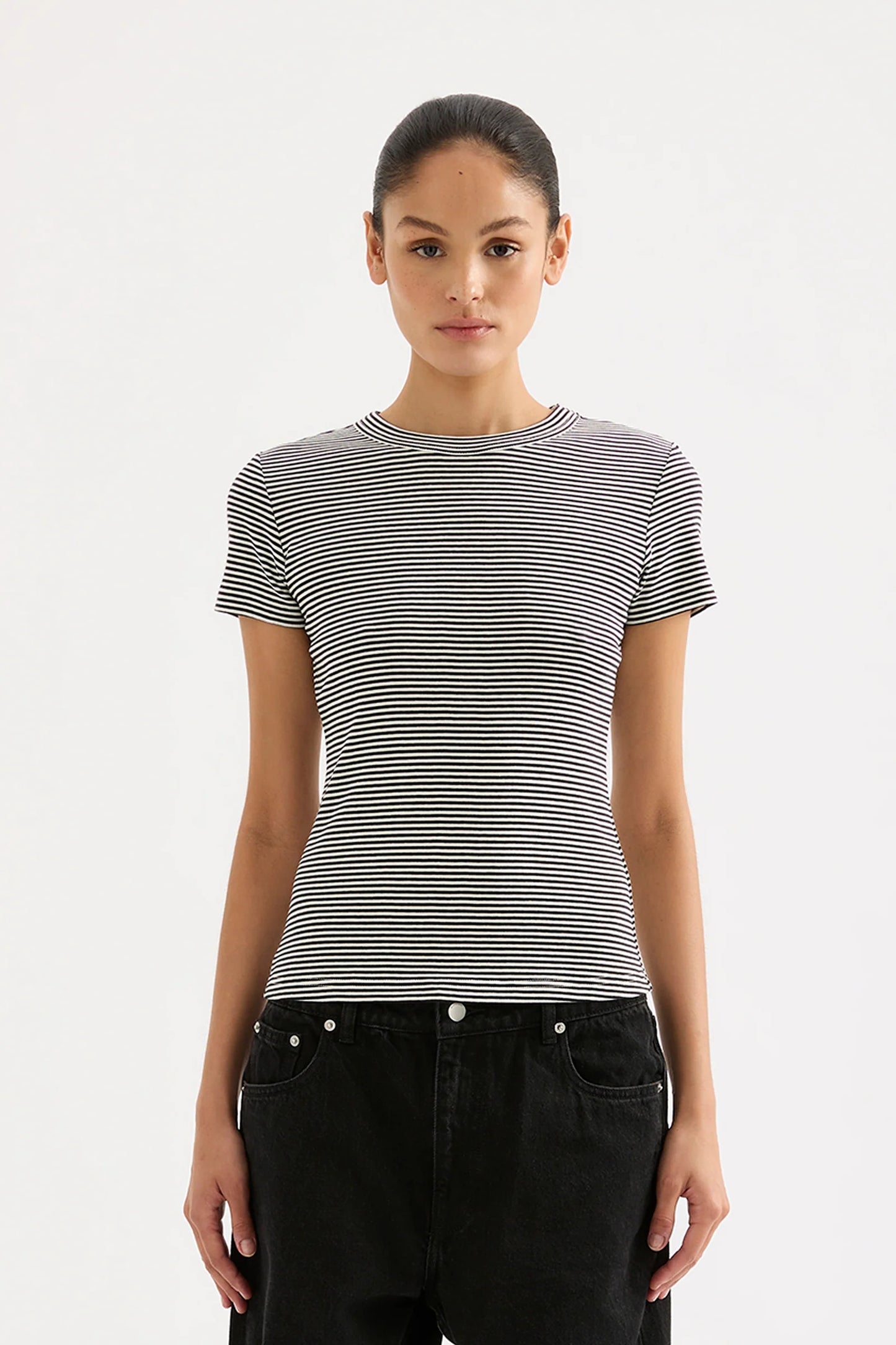 Nude Lucy Organic Baby Tee in Black Stripe - the tartan fox