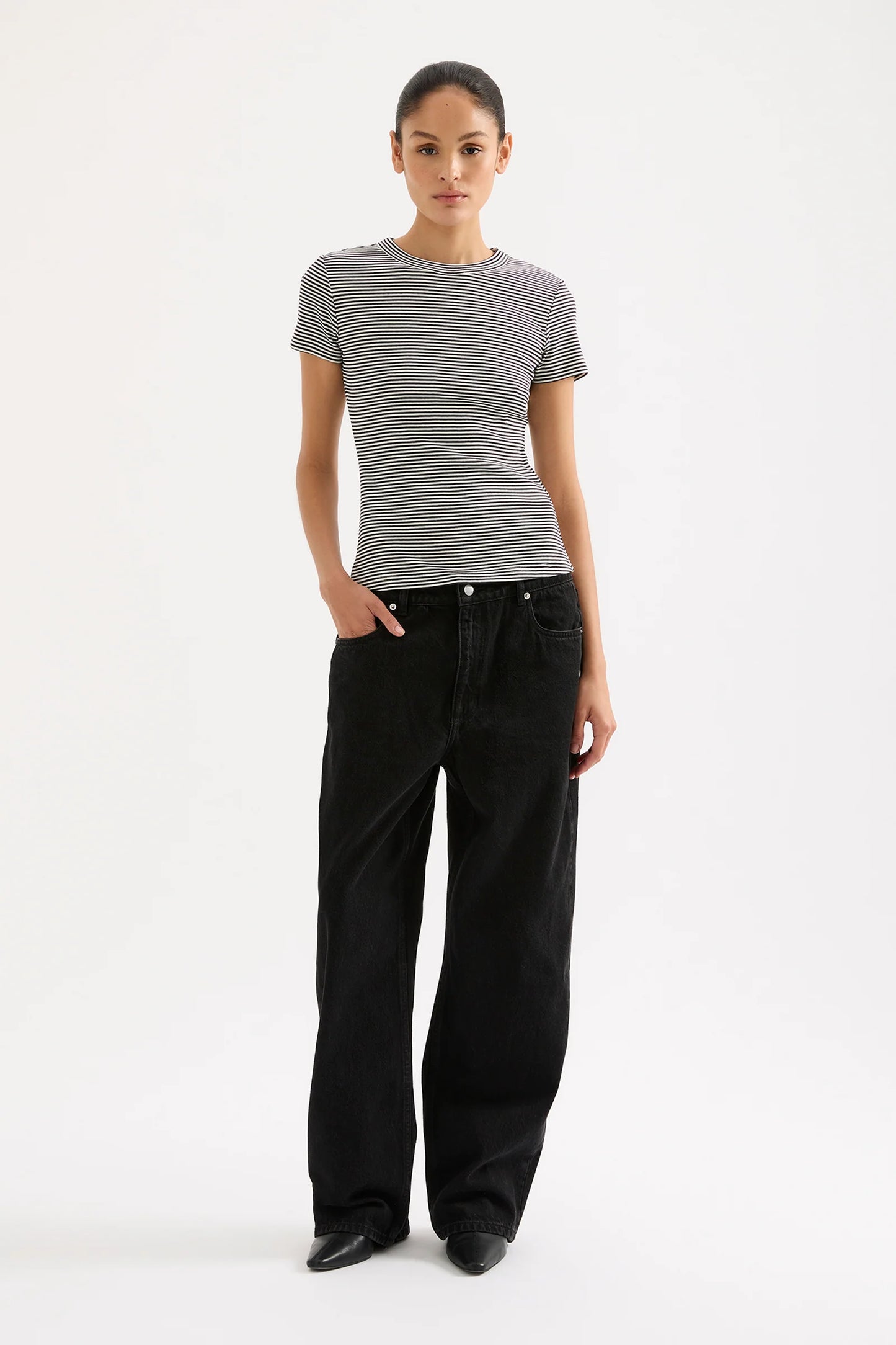 Nude Lucy Organic Baby Tee in Black Stripe - the tartan fox