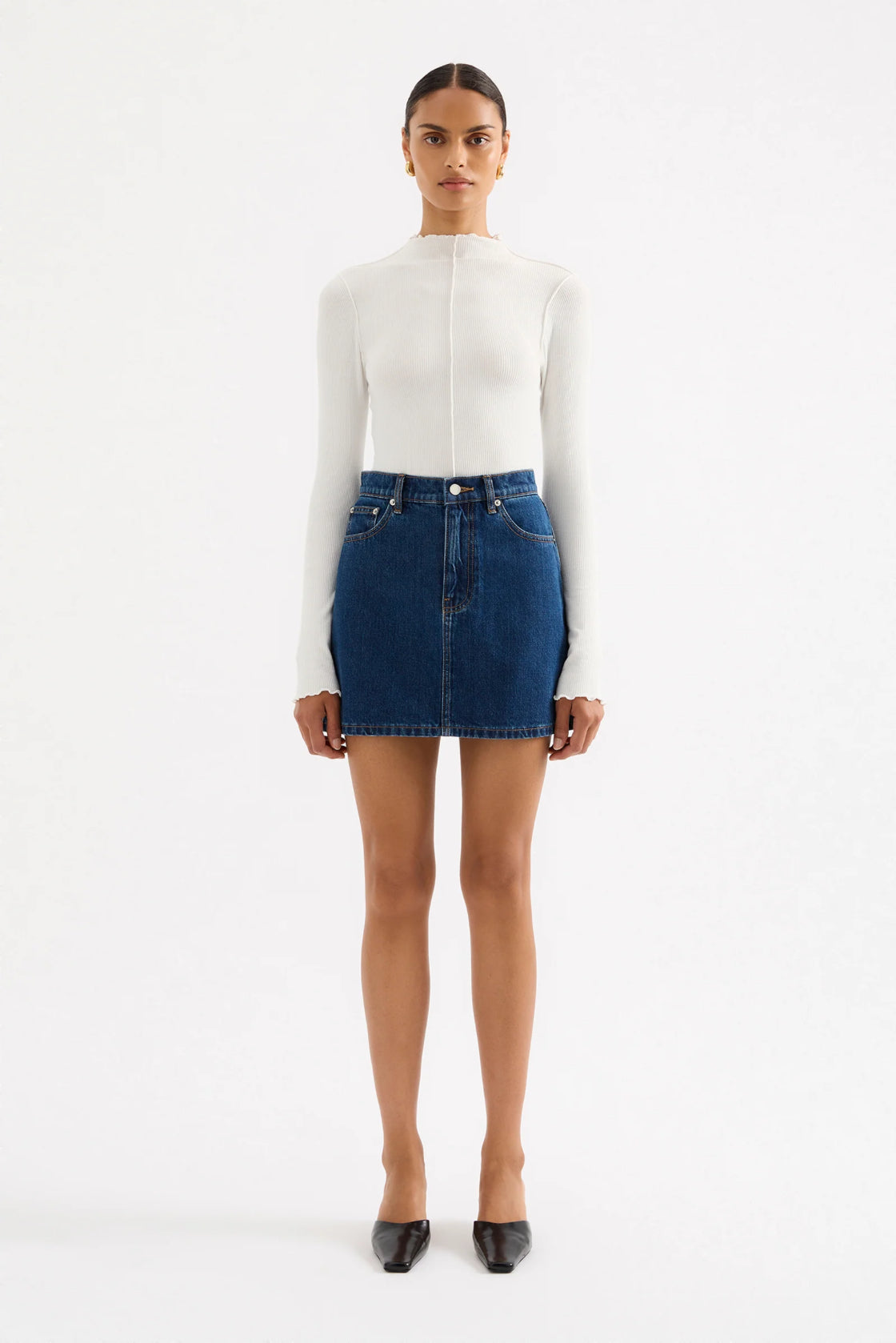 Nude Lucy Sia Denim Mini Skirt in Force Blue - the tartan fox