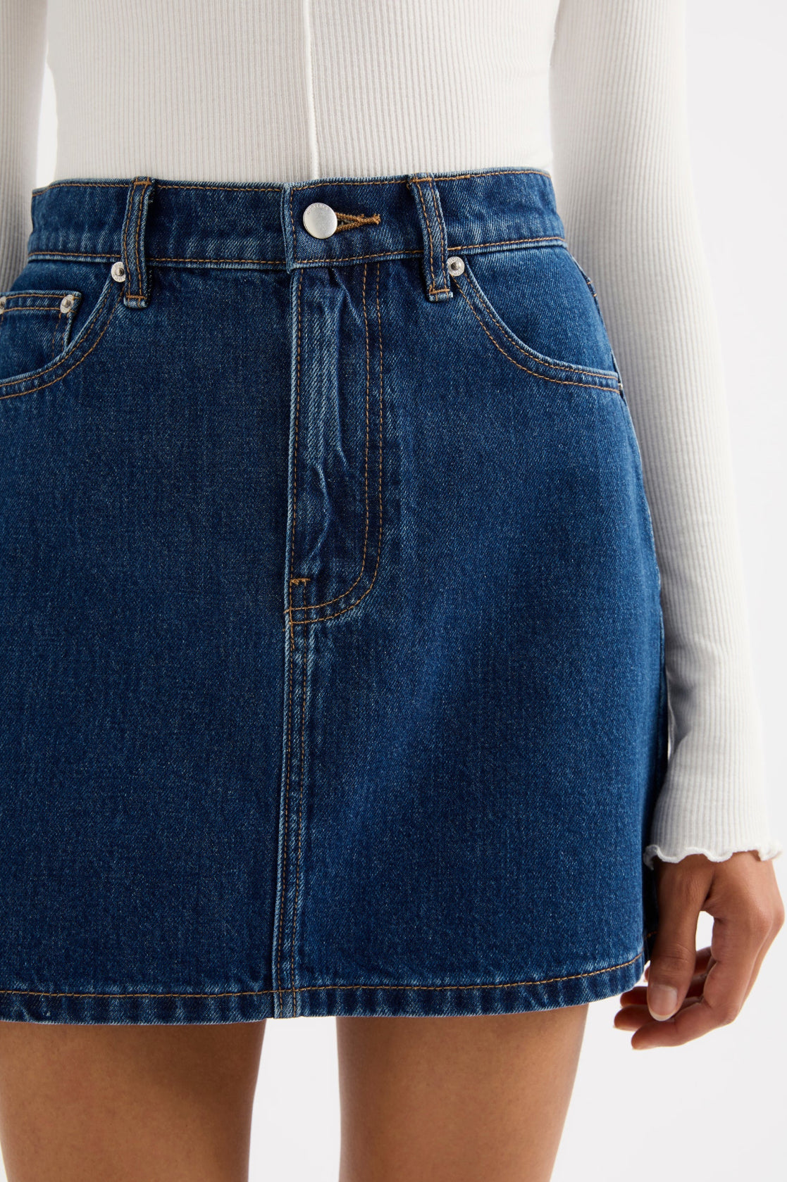 Nude Lucy Sia Denim Mini Skirt in Force Blue - the tartan fox