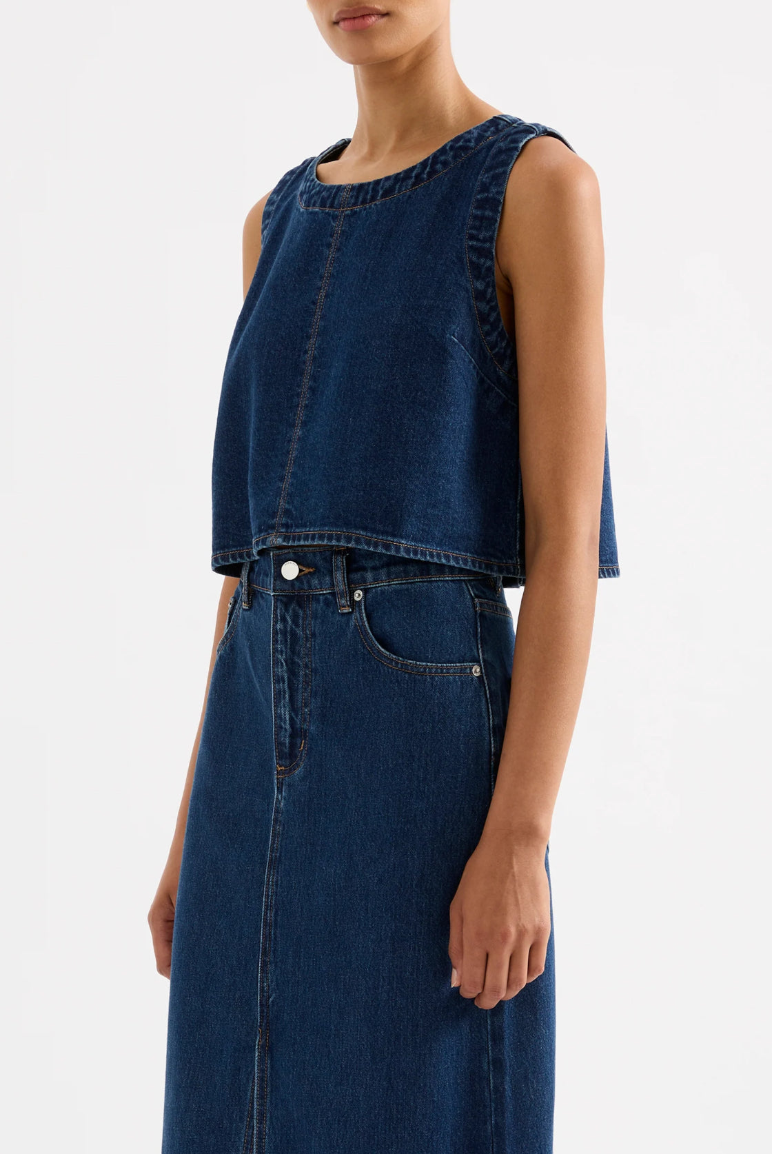 Nude Lucy Sia Denim Top in Force Blue - the tartan fox