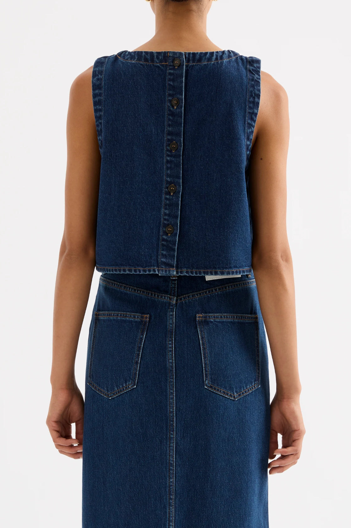 Nude Lucy Sia Denim Top in Force Blue - the tartan fox