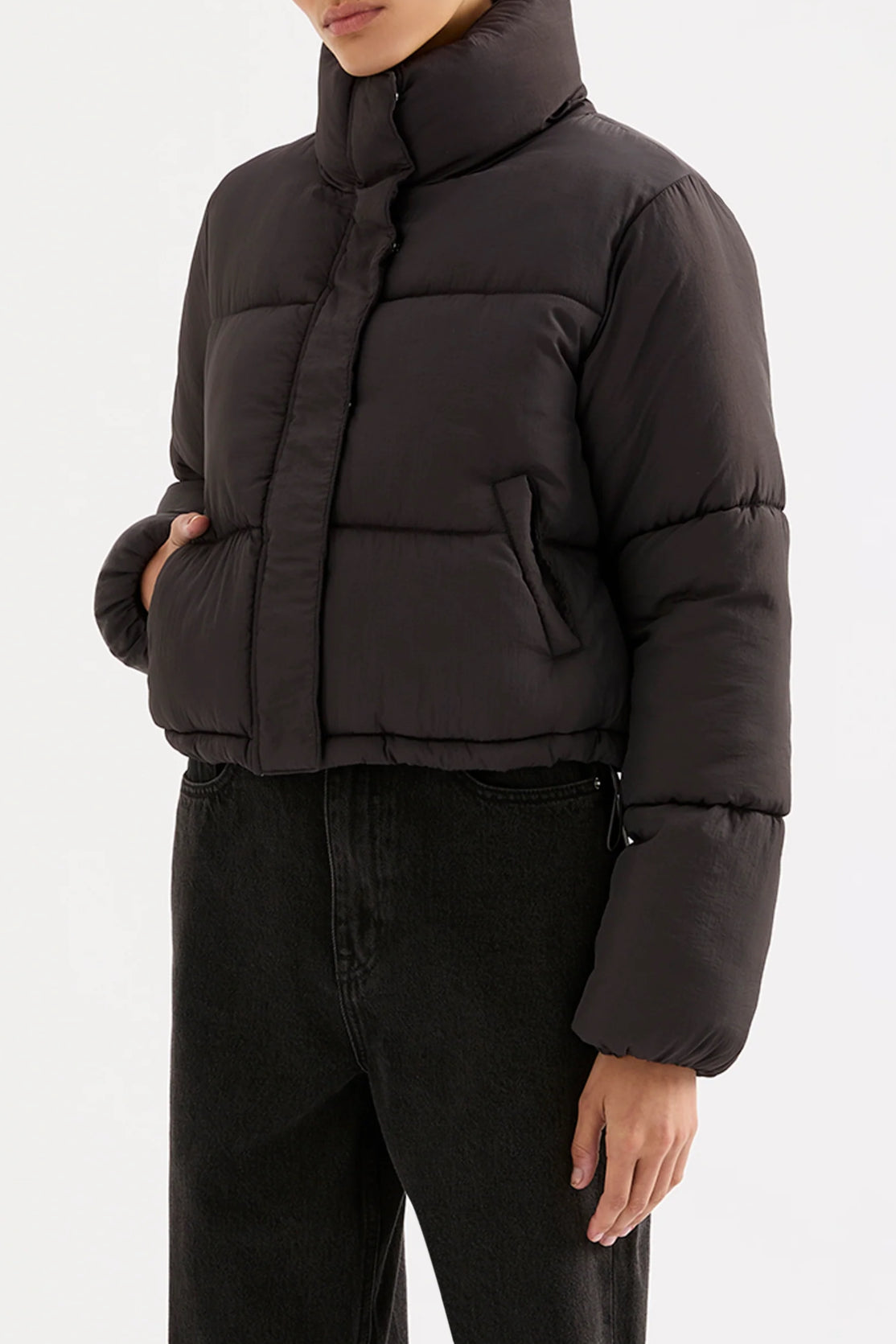 Nude Lucy Topher Puffer Jacket in Coal - the tartan fox