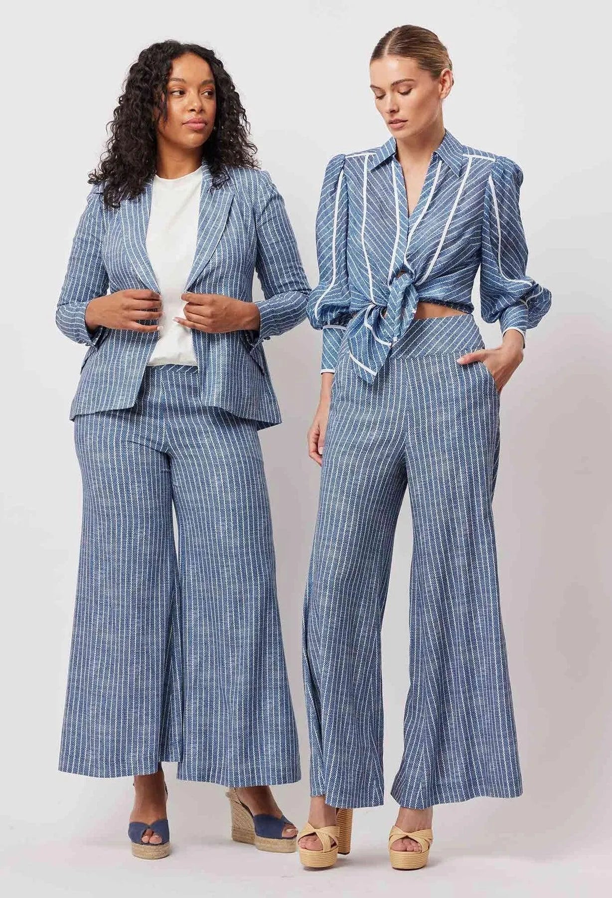 OnceWas Panama Linen / Viscose Deep Basque Wide Leg Pant - the tartan fox