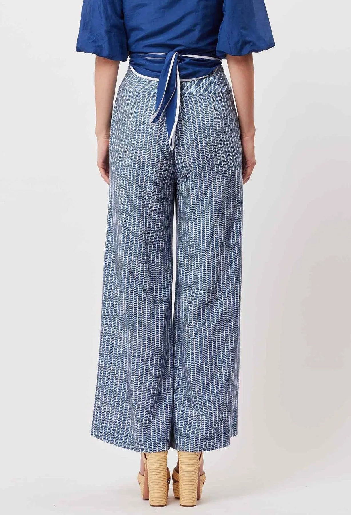OnceWas Panama Linen / Viscose Deep Basque Wide Leg Pant - the tartan fox