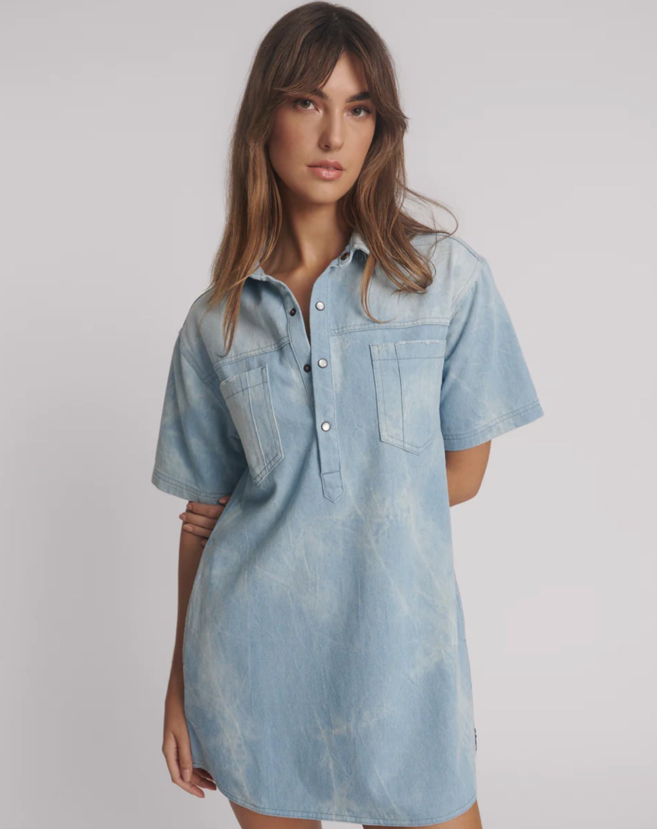 One Teaspoon Pixie Denim Shirt Dress in Froth - the tartan fox