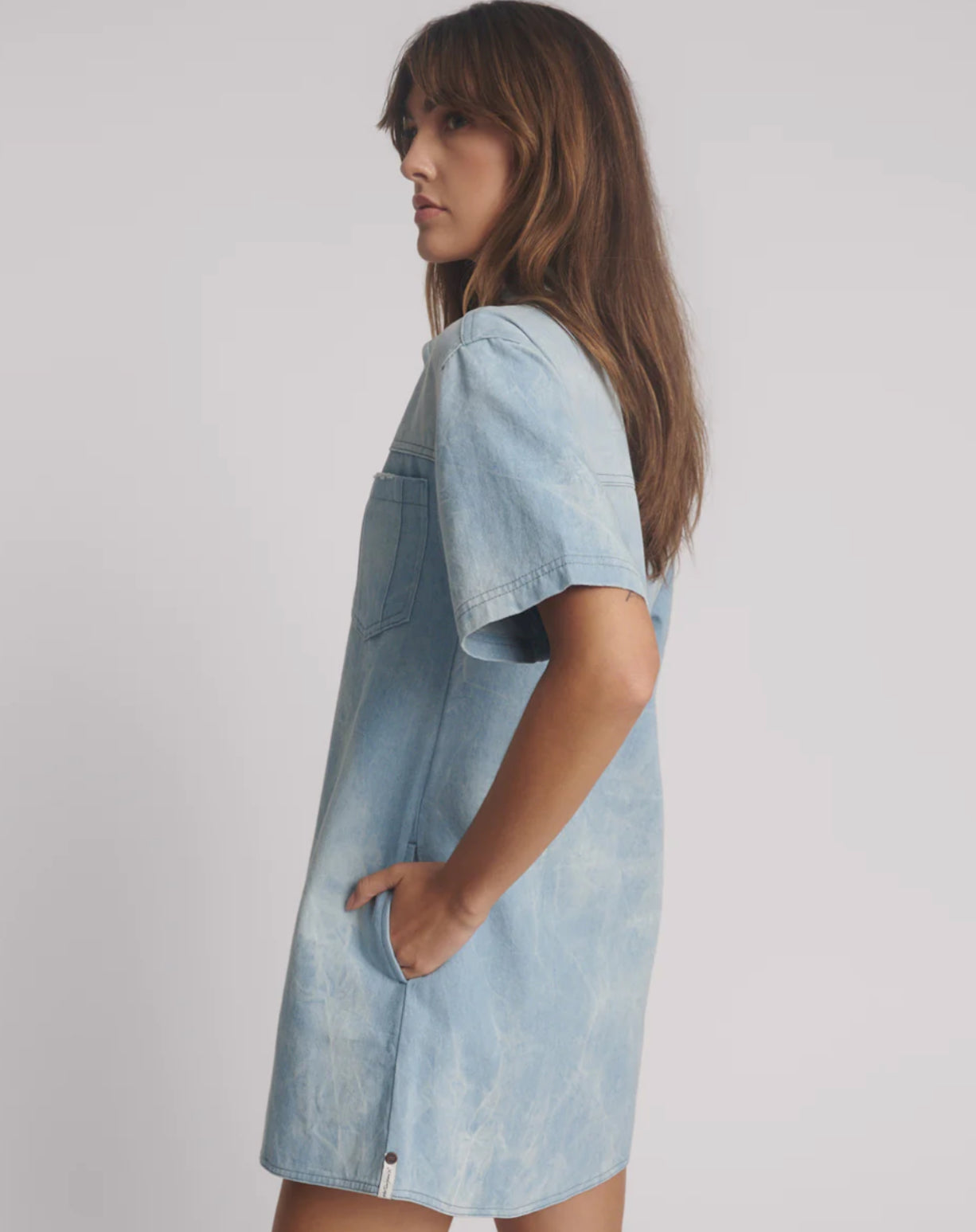 One Teaspoon Pixie Denim Shirt Dress in Froth - the tartan fox