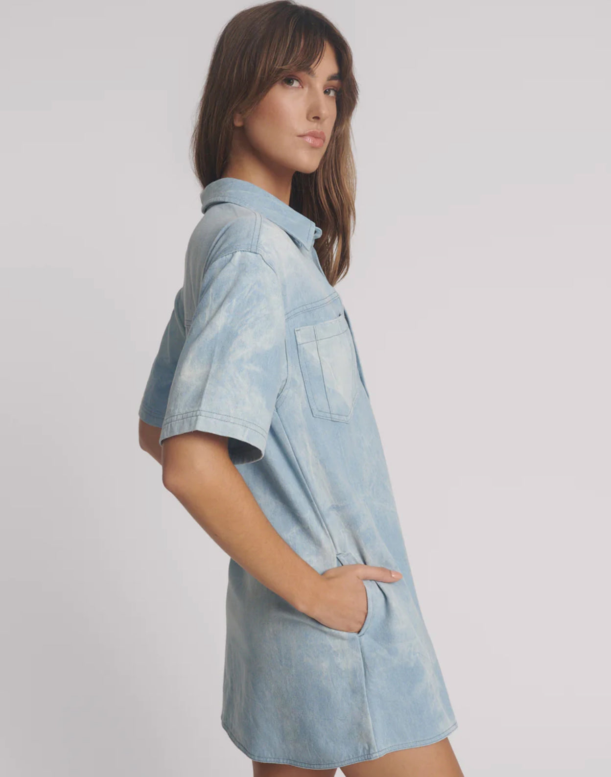 One Teaspoon Pixie Denim Shirt Dress in Froth - the tartan fox