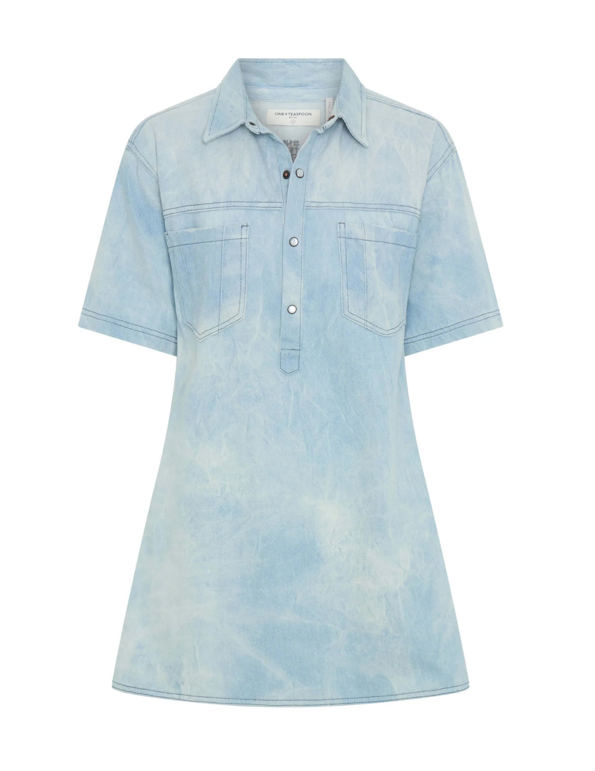 One Teaspoon Pixie Denim Shirt Dress in Froth - the tartan fox