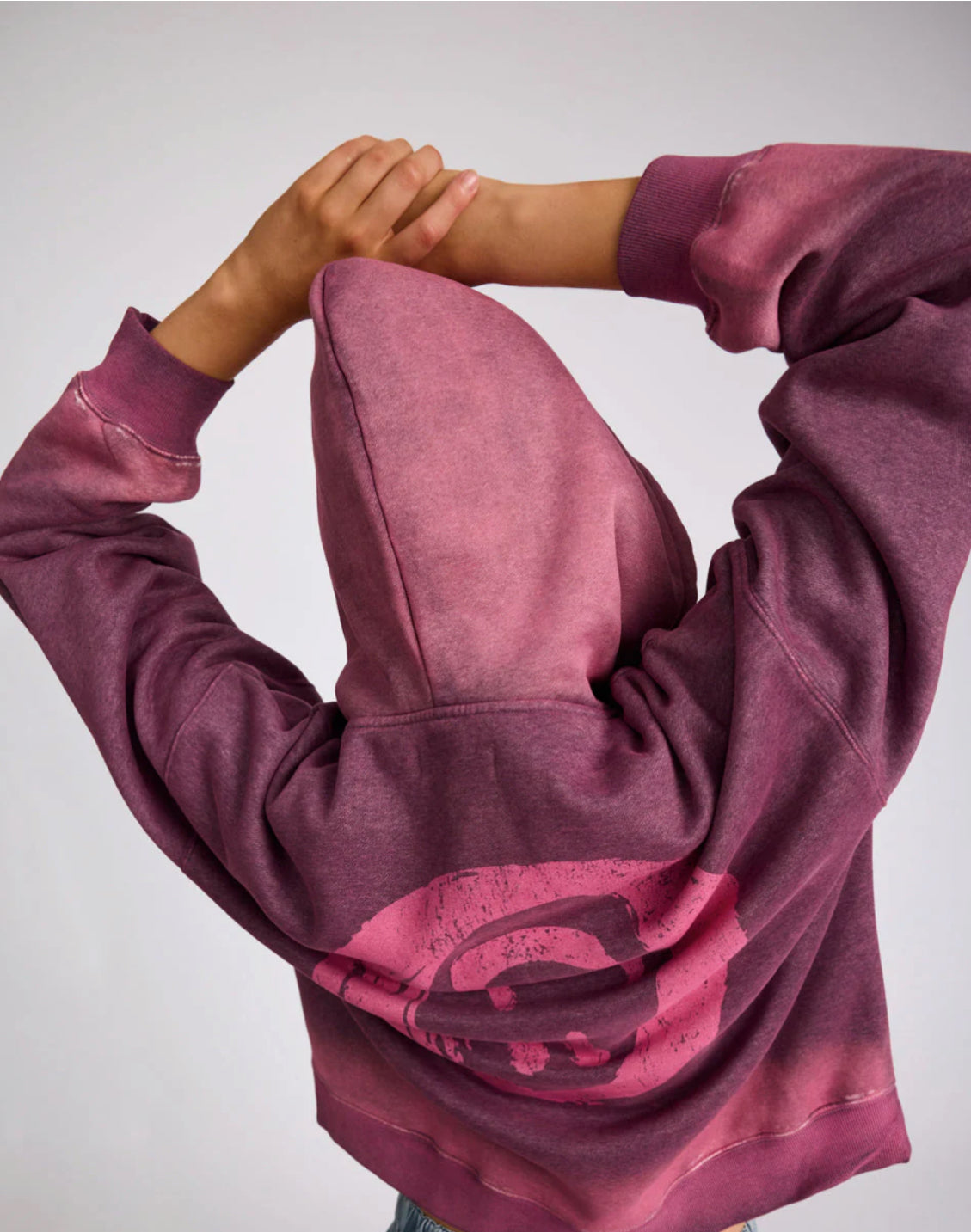 One Teaspoon Smiley Batwing Hoody in Washed Pink - the tartan fox