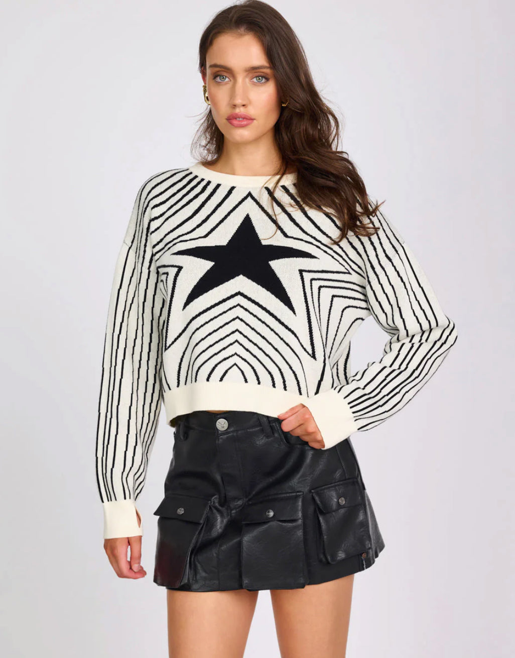 One Teaspoon Star Gazing Knitted Sweater in Mono - the tartan fox