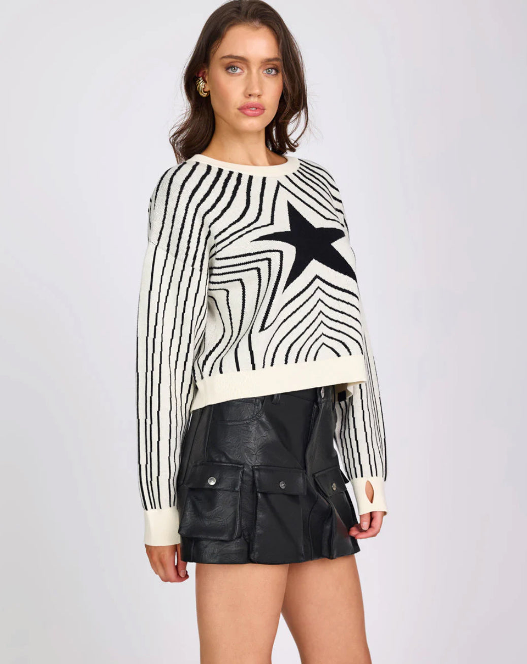 One Teaspoon Star Gazing Knitted Sweater in Mono - the tartan fox