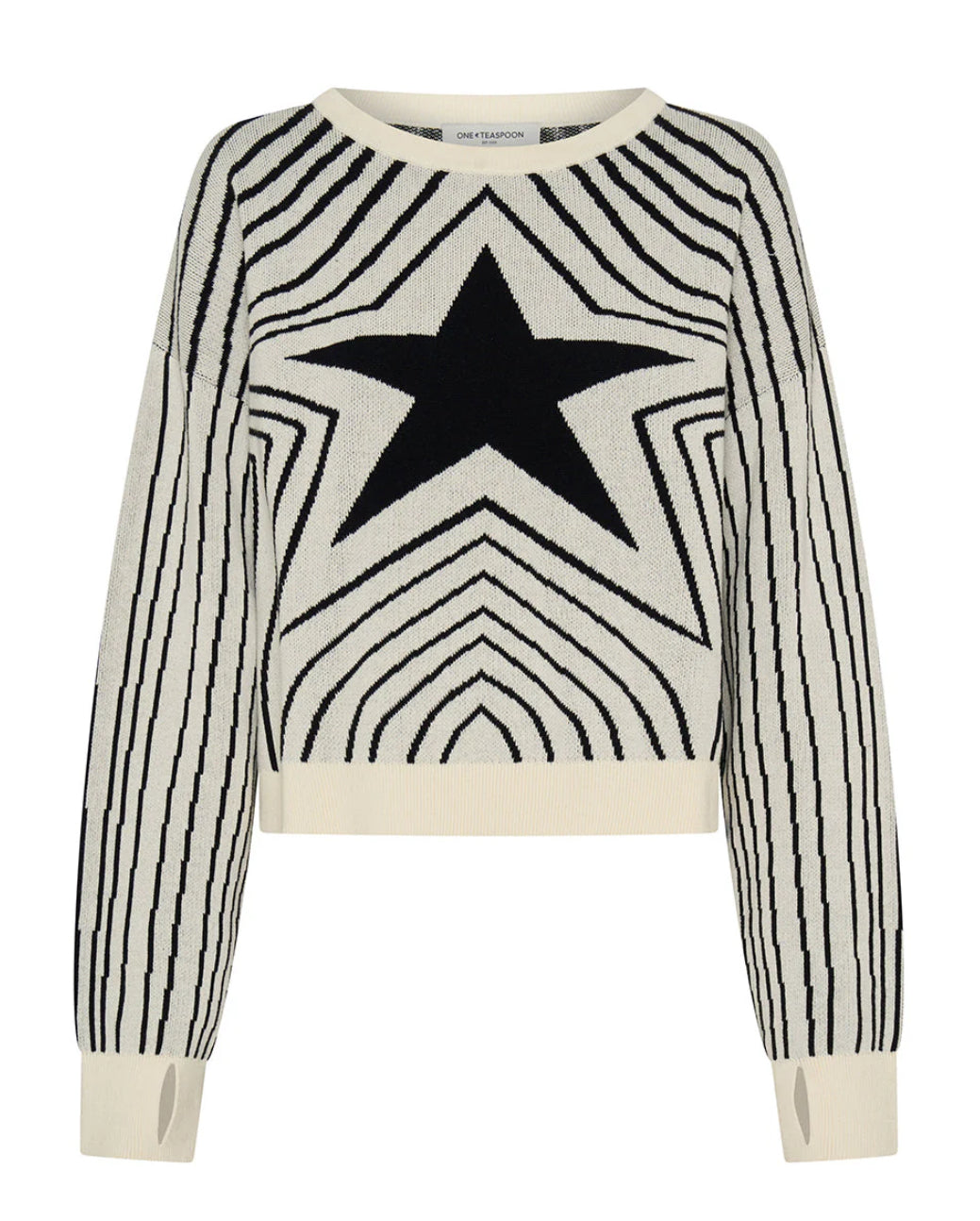 One Teaspoon Star Gazing Knitted Sweater in Mono - the tartan fox