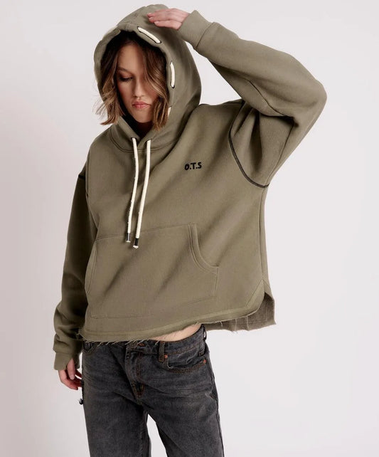 One Teaspoon Threaded Logo Hoody in Khaki - the tartan fox