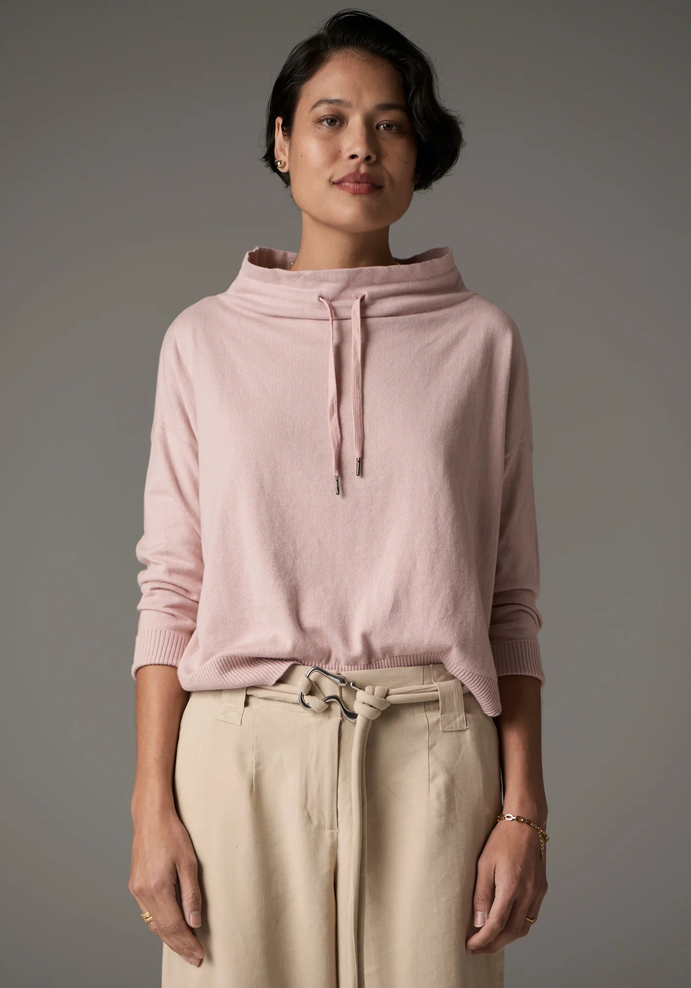 POL Beech Drawcord Knit in Pink - the tartan fox