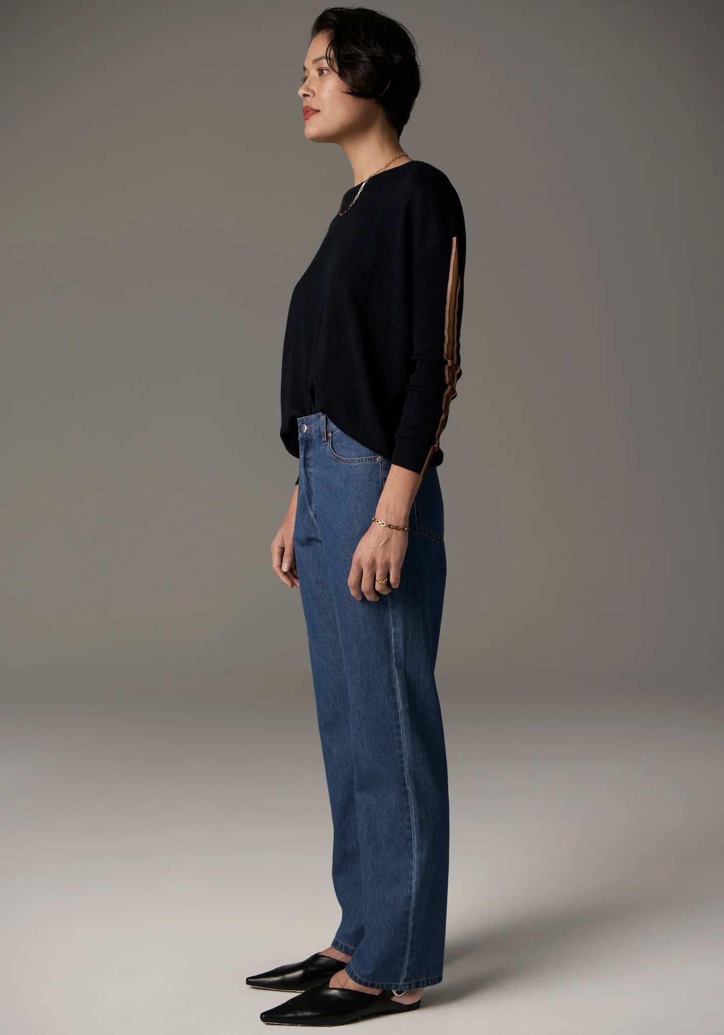 POL Bennet Drape Back Knit in Ink - the tartan fox