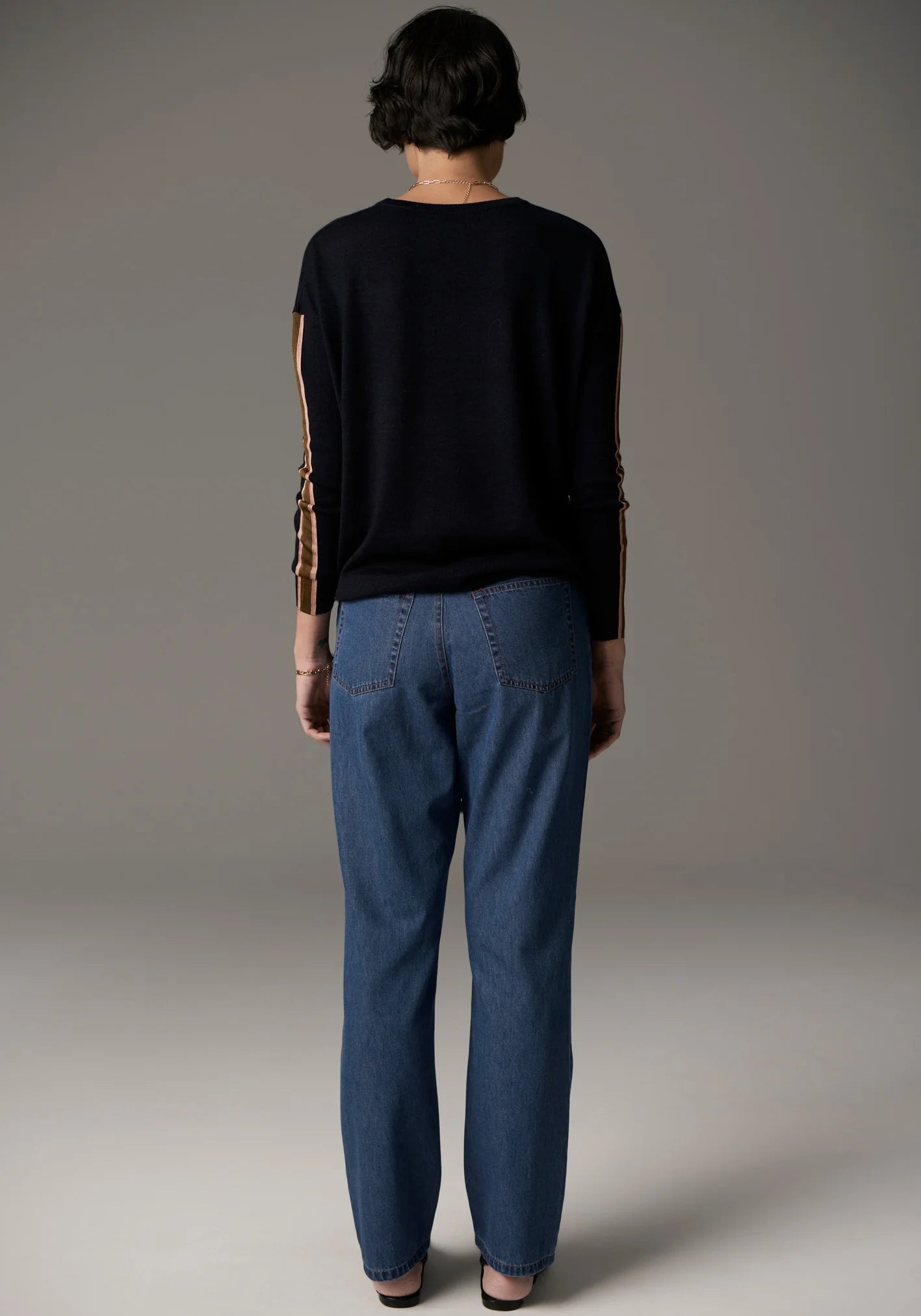 POL Bennet Drape Back Knit in Ink - the tartan fox