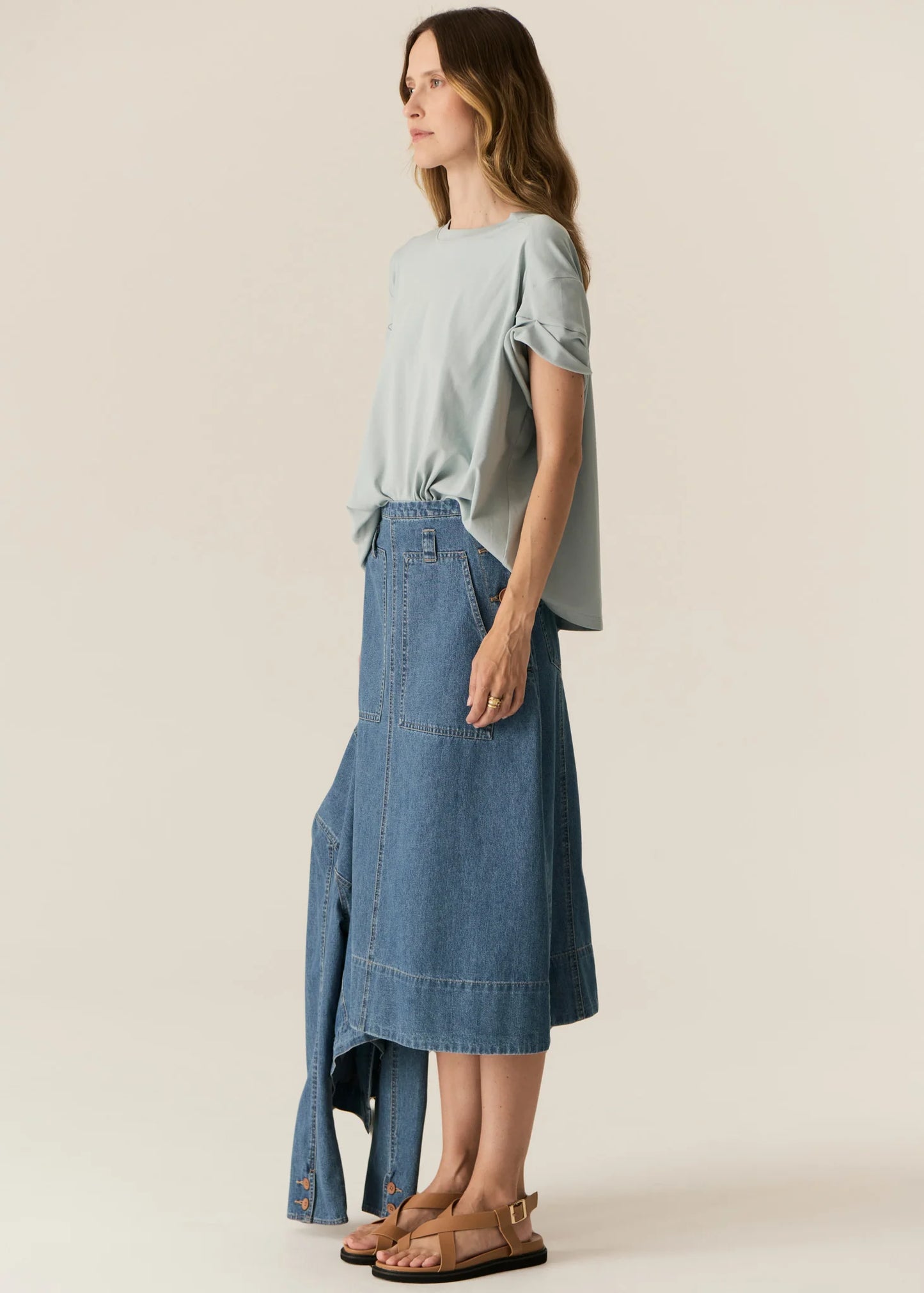 POL Carsen Denim Skirt in Light Wash - the tartan fox