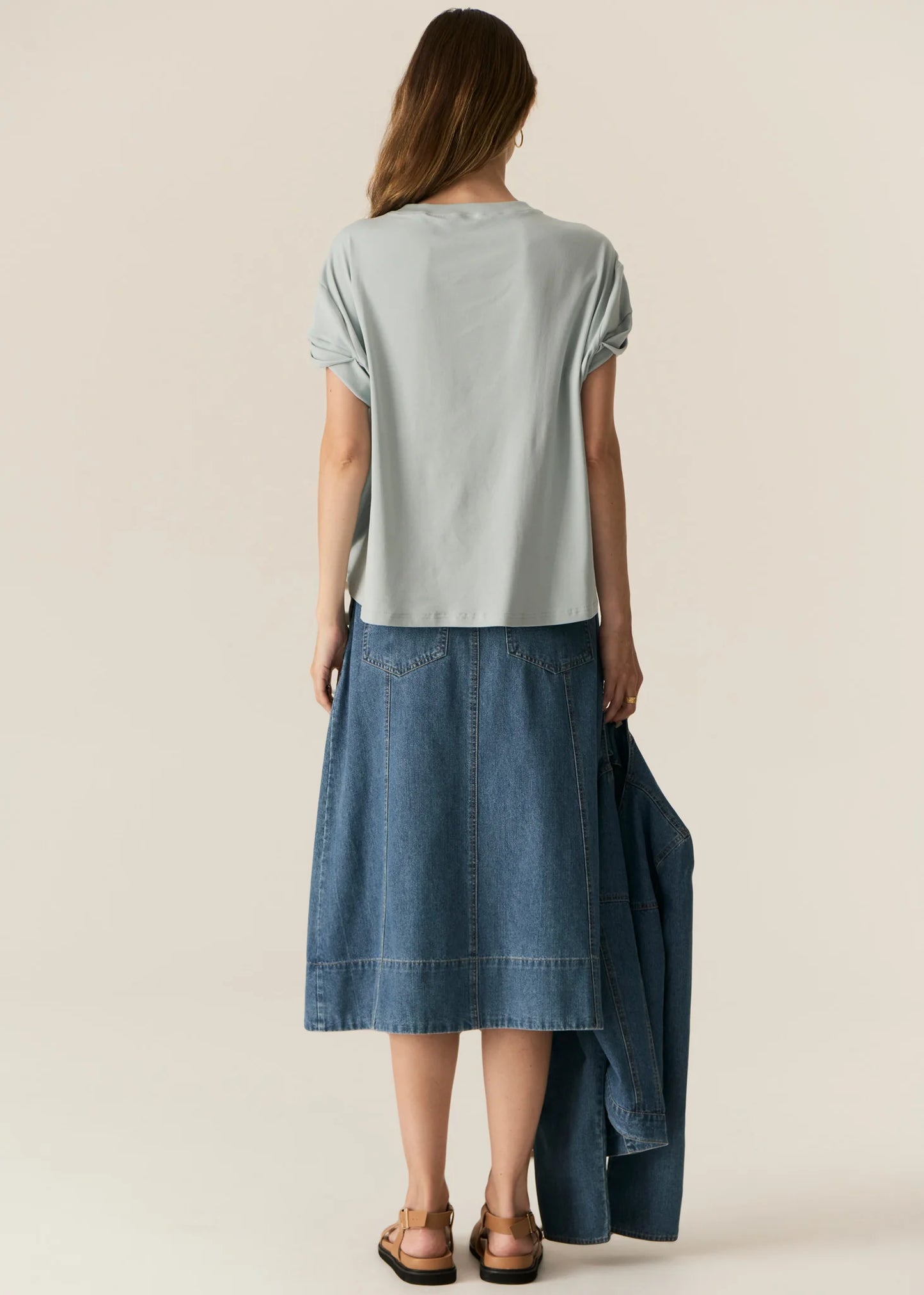 POL Carsen Denim Skirt in Light Wash - the tartan fox
