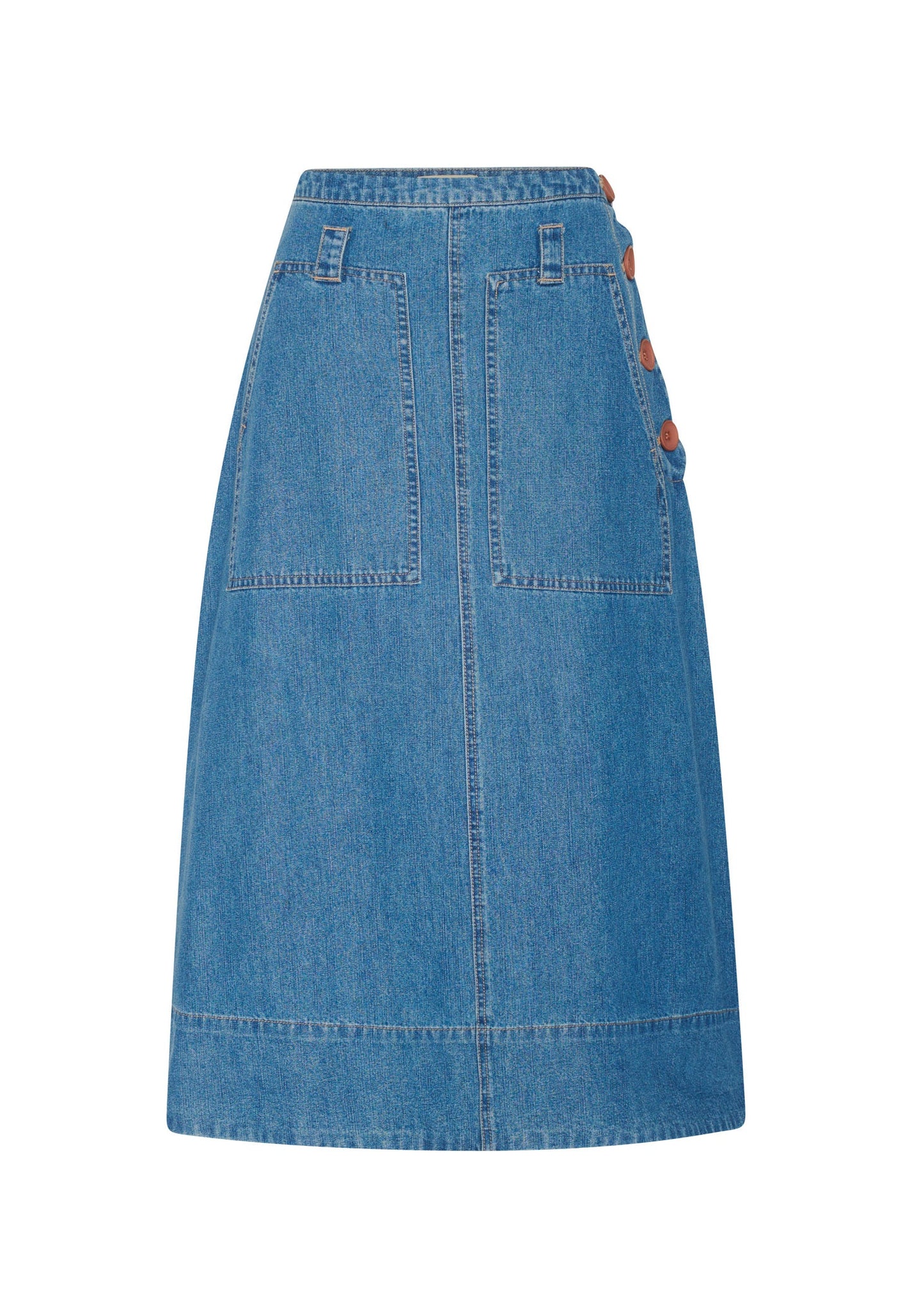 POL Carsen Denim Skirt in Light Wash - the tartan fox