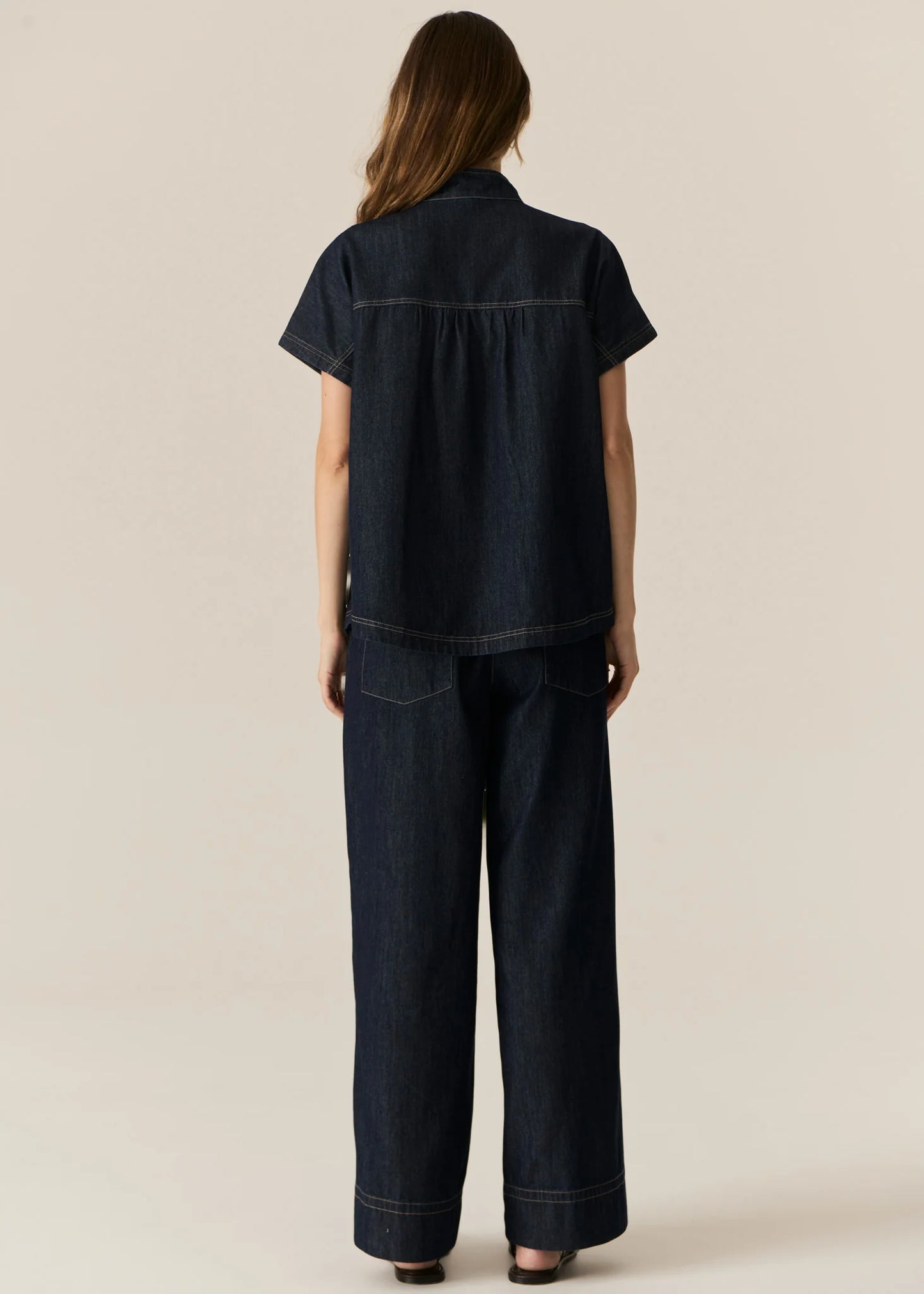 POL Carson Denim Shirt in Dark Wash - the tartan fox