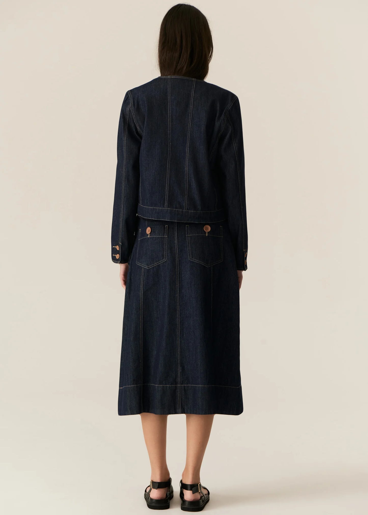 POL Carson Skirt in Dark Wash - the tartan fox