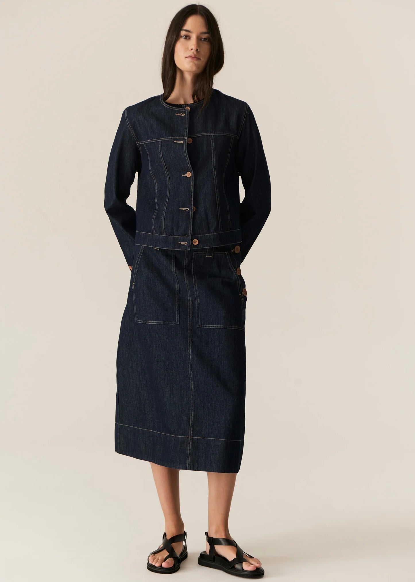 POL Carson Skirt in Dark Wash - the tartan fox